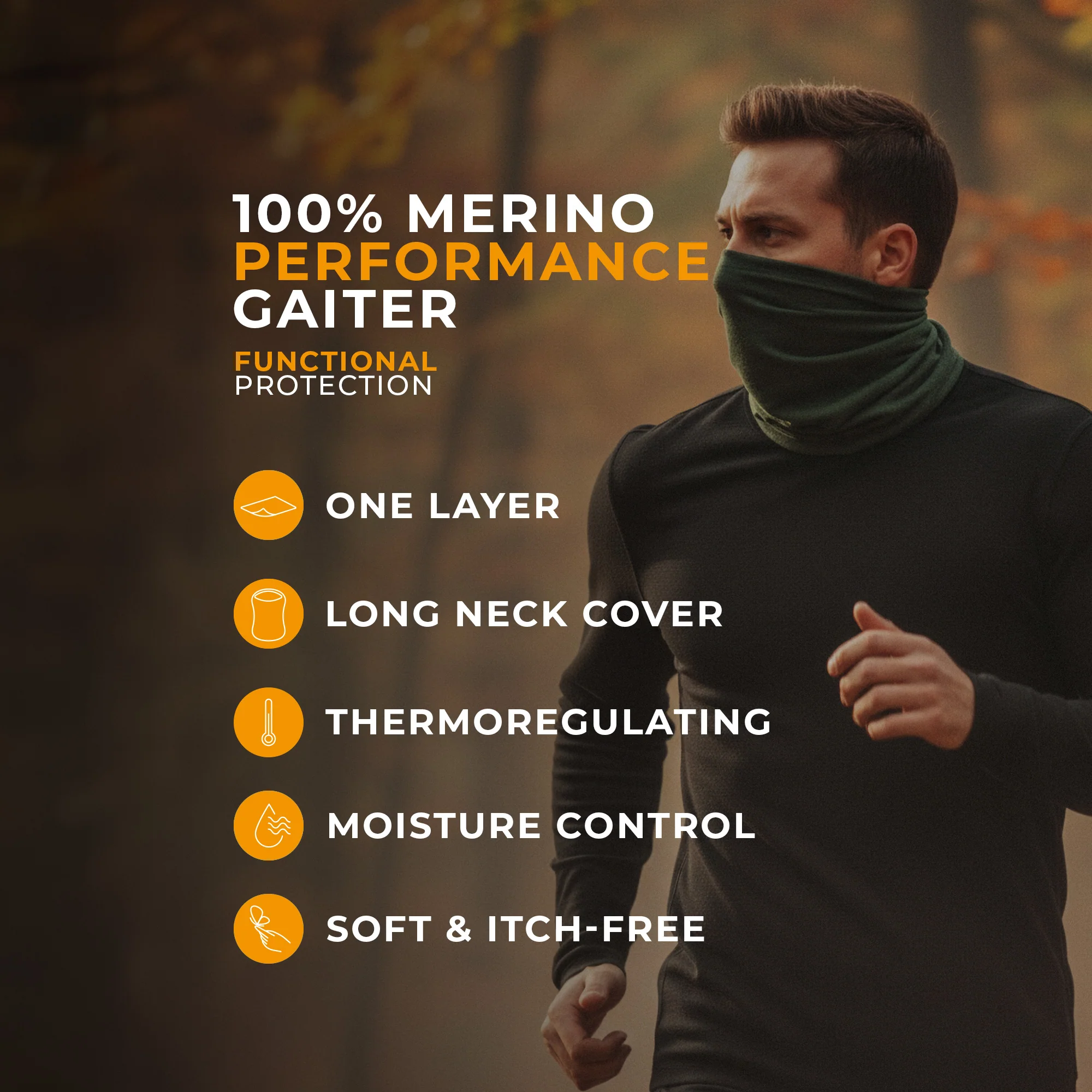 100% Merino Wool Long Neck Gaiter For Men - Image 3