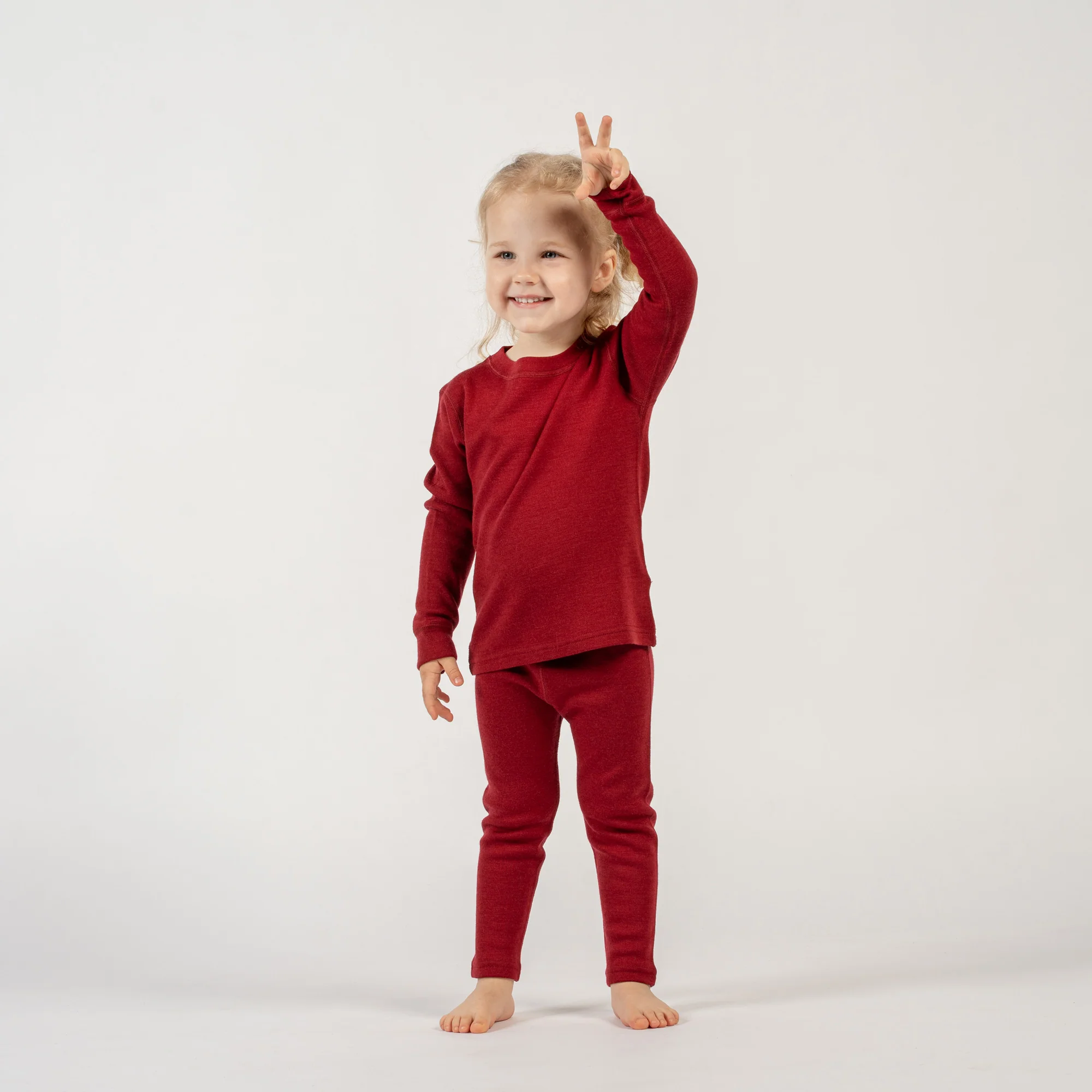 Kids' 250 Long Sleeve & Bottom 2-Piece Royal Cherry - Image 3