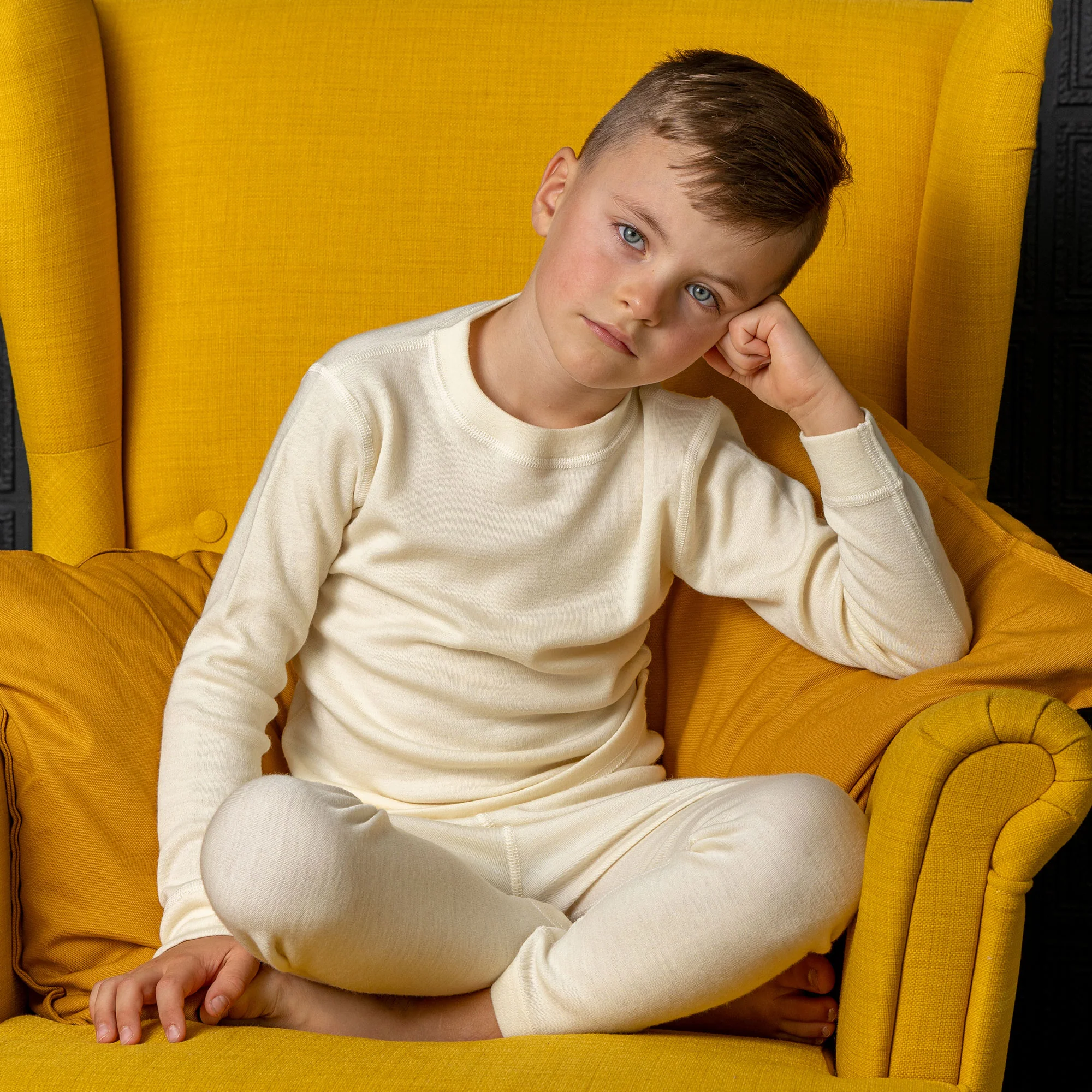 Kids' 250 Thermal Long Sleeve Crew Natural - Image 6