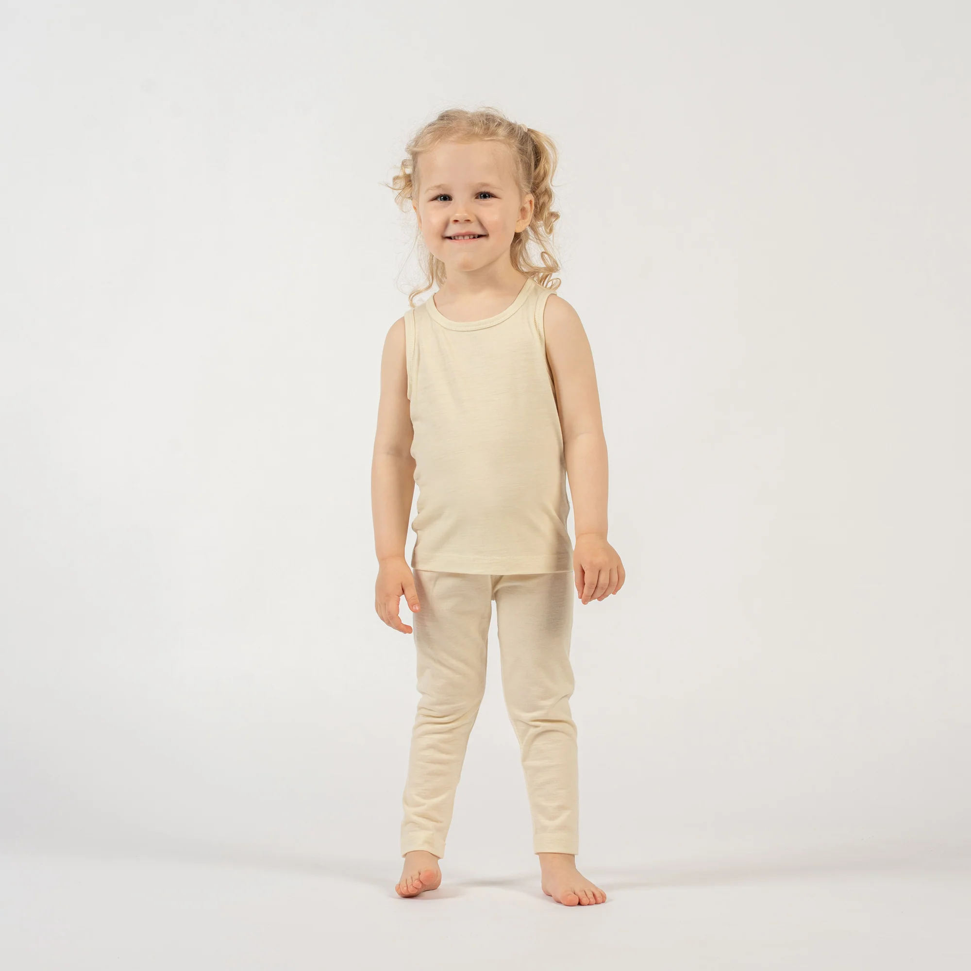 Kids' Merino Tank Top & Bottom 2-Piece Natural - Image 3