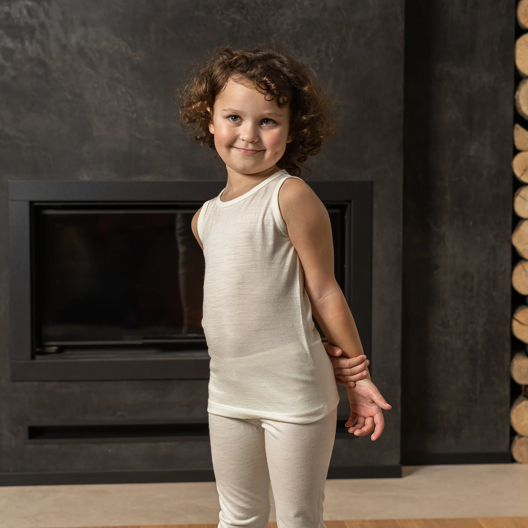 Kids' Merino Tank Top & Bottom 2-Piece Natural - Image 5