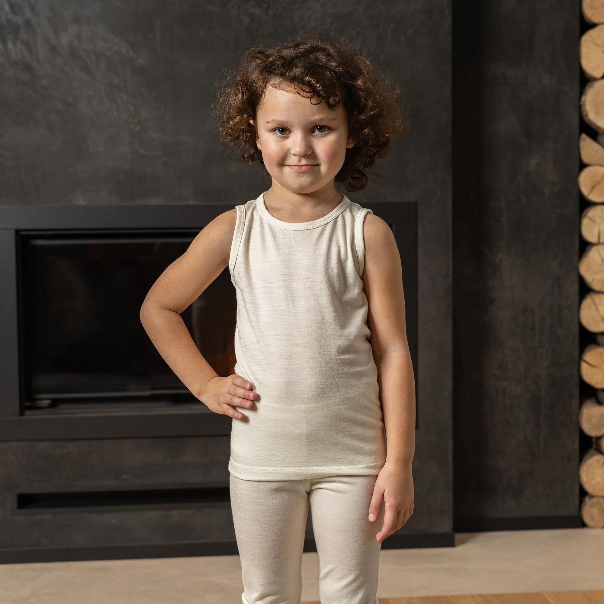 Kids' Merino Wool Singlet Tank Top Natural - Image 3