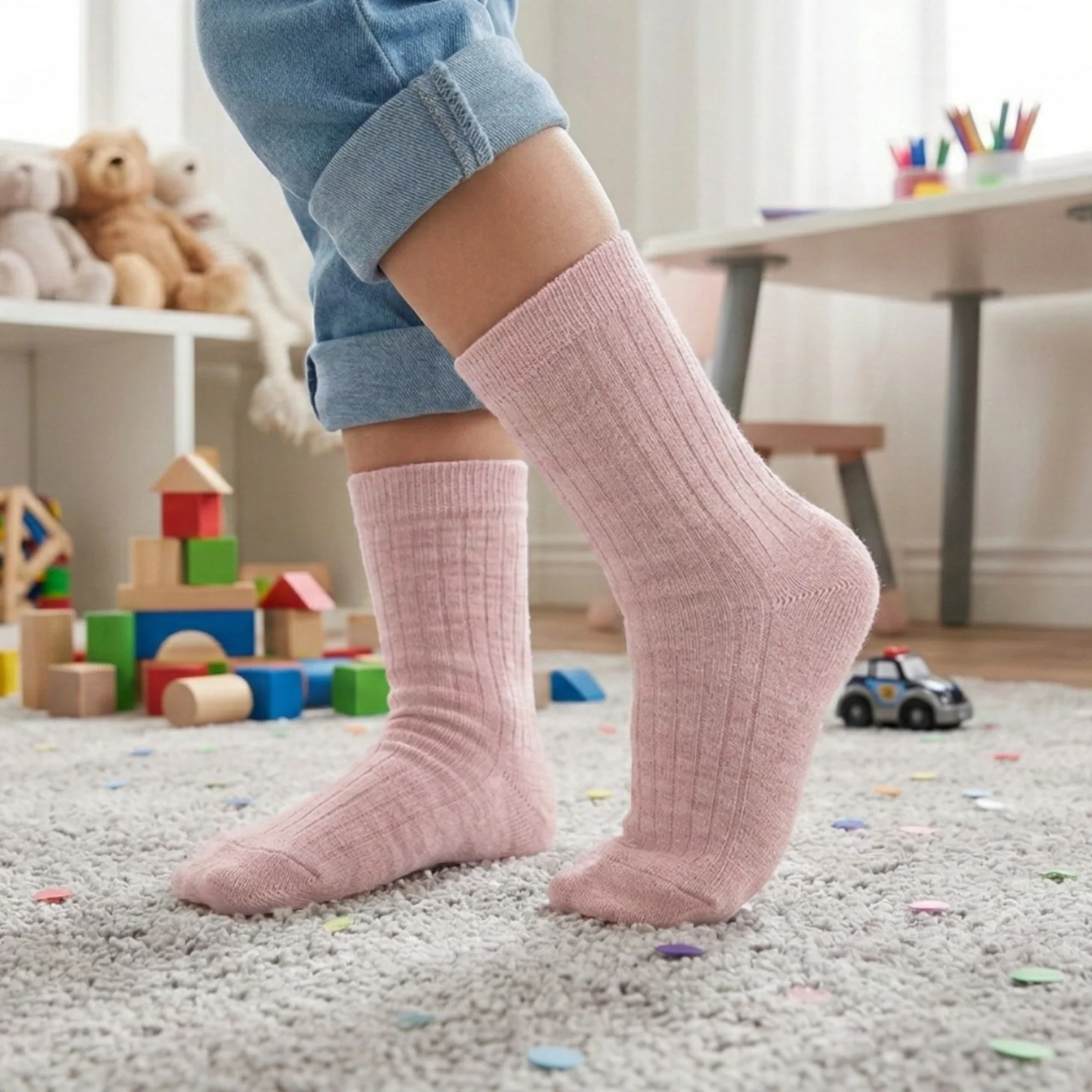 Kids' Breathable Merino Rib Crew Socks - Image 7