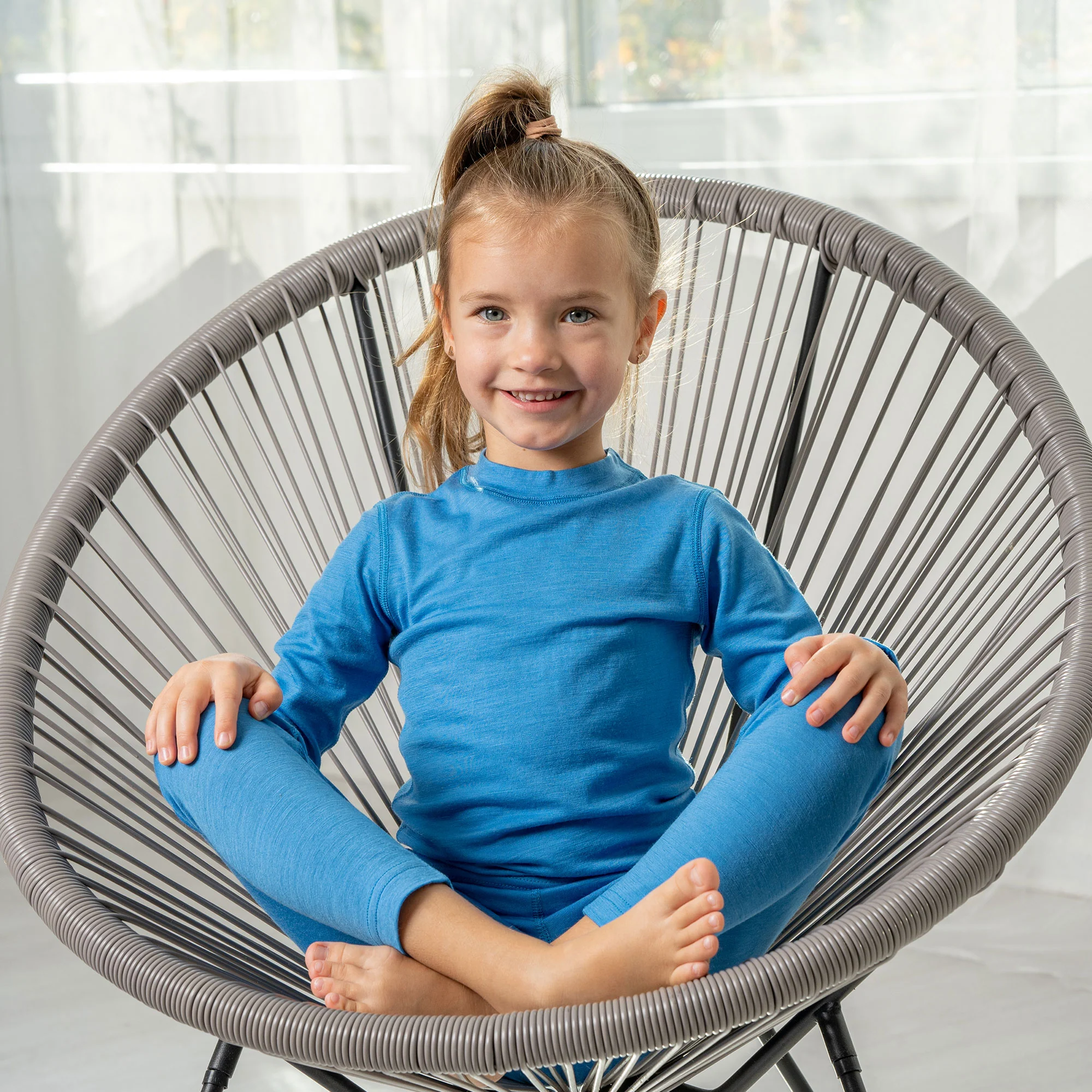 Kids' 160 Merino Pants Light Blue - Image 3