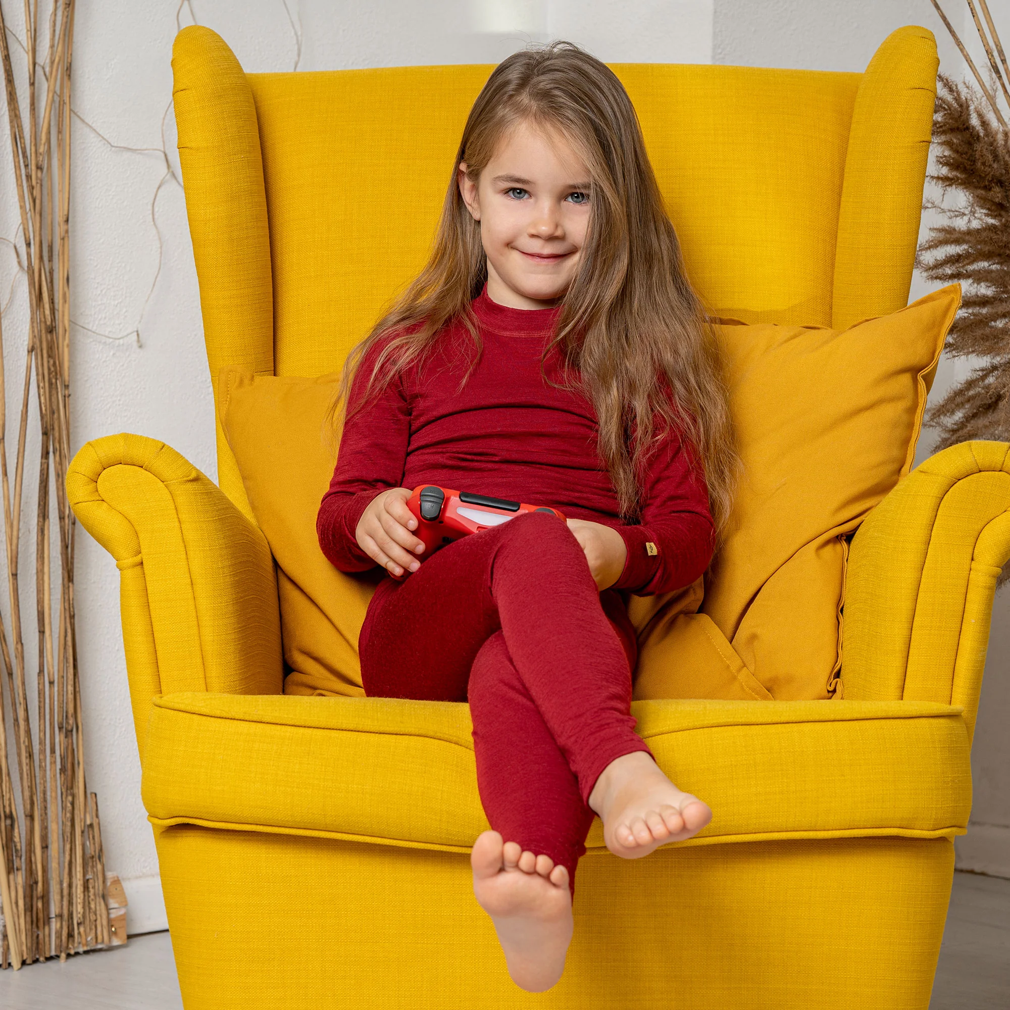 Kids' 160 Merino Pants Royal Cherry - Image 4