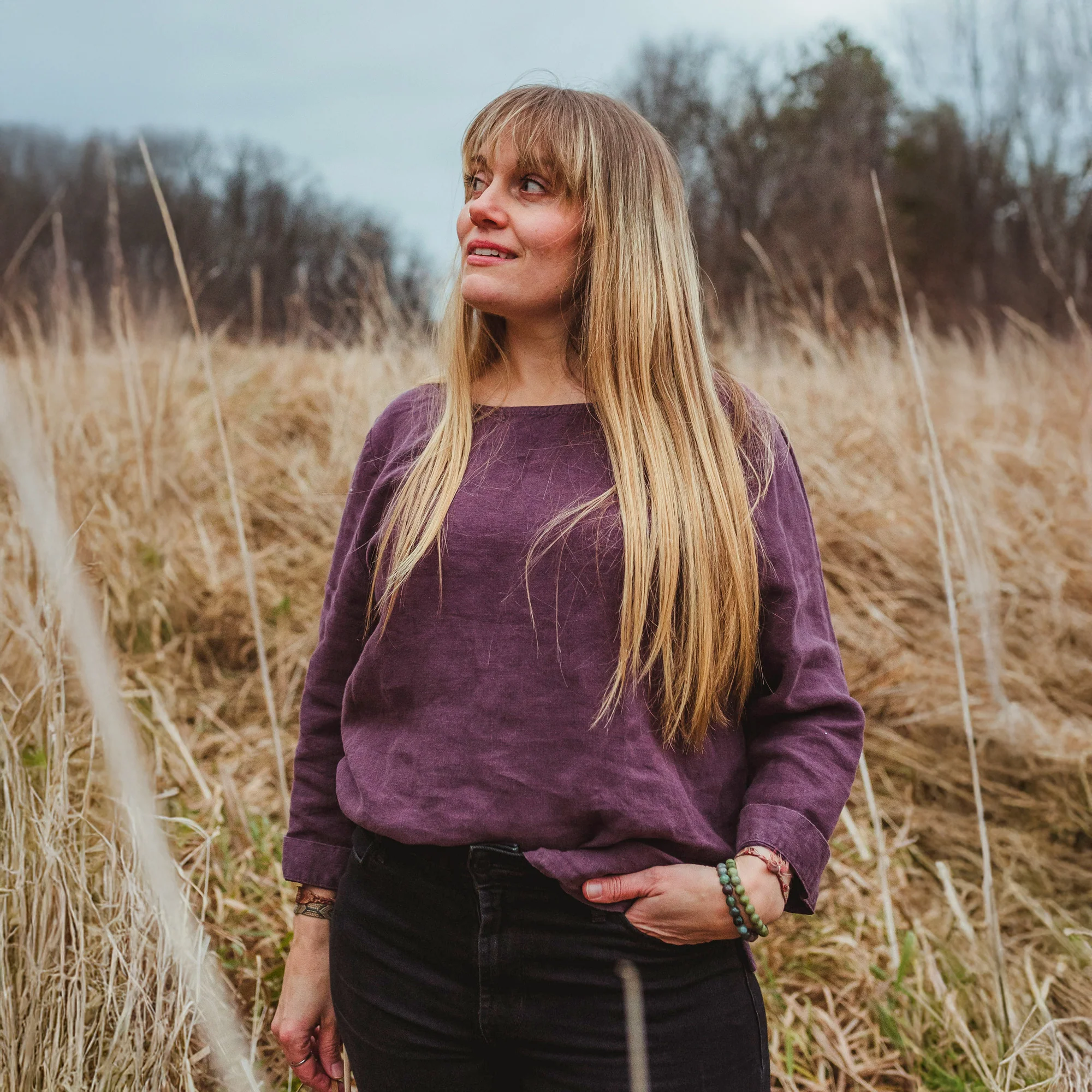 Linen Blouse Nora Shadow Purple - Image 2