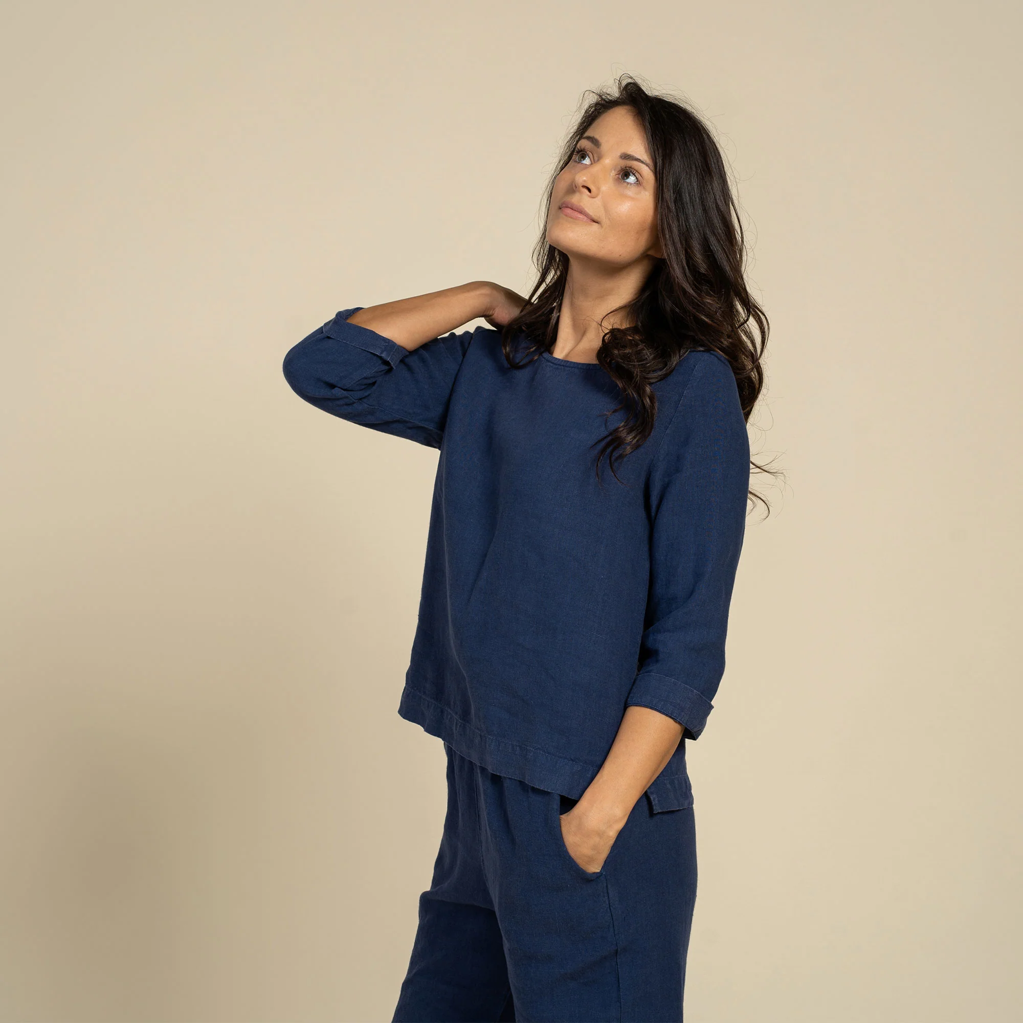 Linen Blouse Nora Storm Blue - Image 2