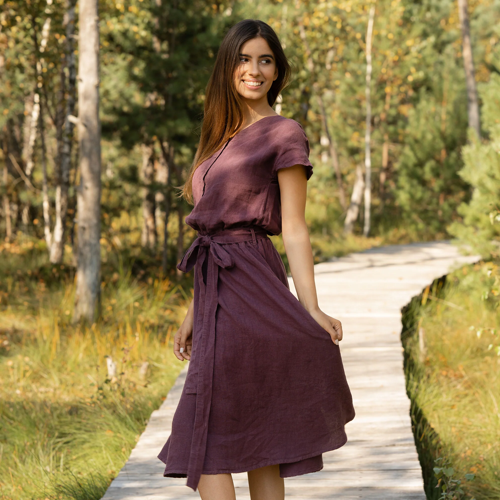 Front Button Dress Brigit Shadow Purple - Image 4