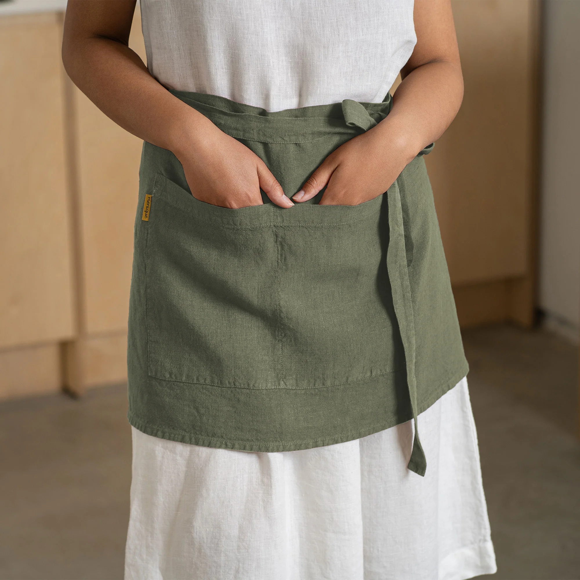 Natural Linen Half Apron - Image 6