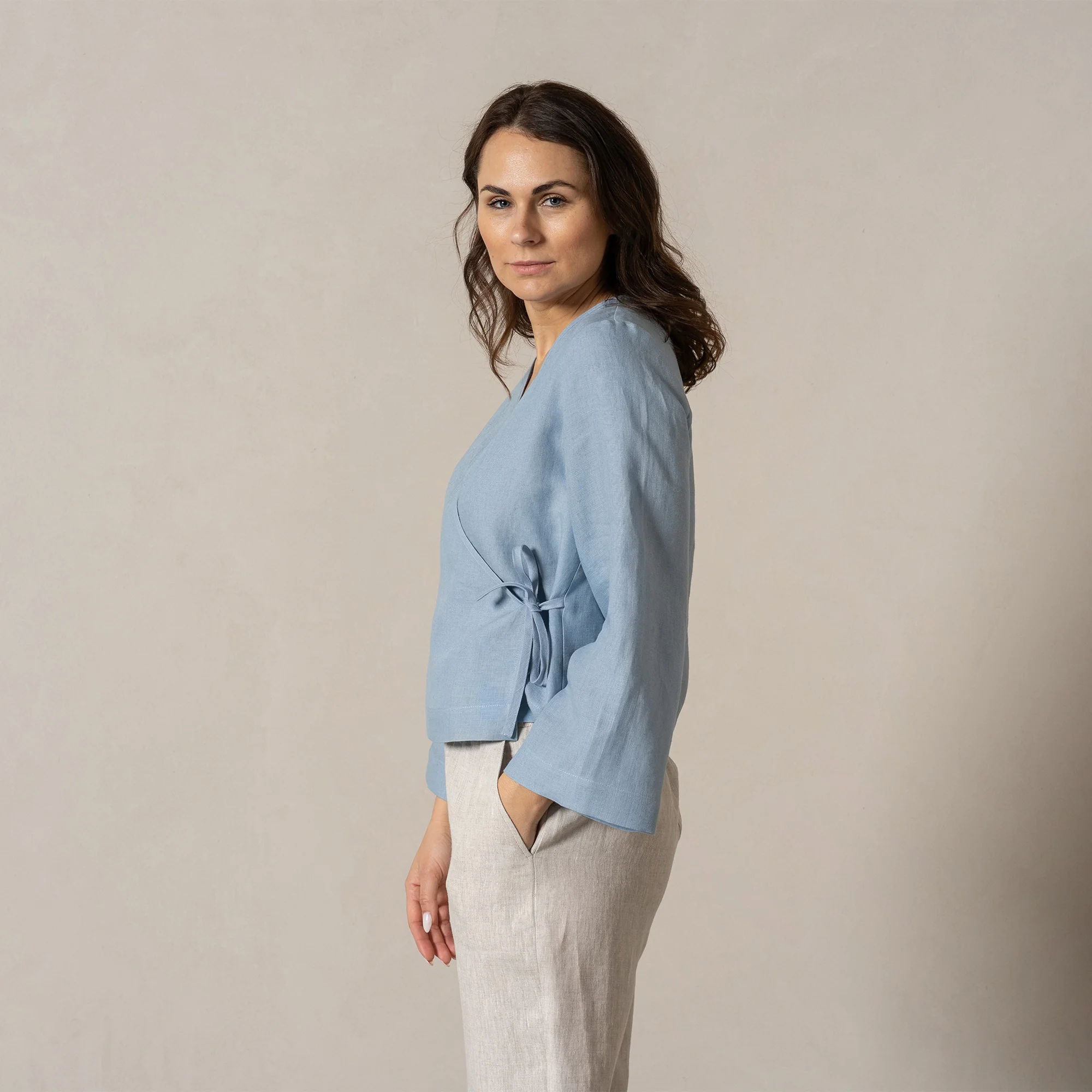 Linen Wrap Top Thea - Image 2