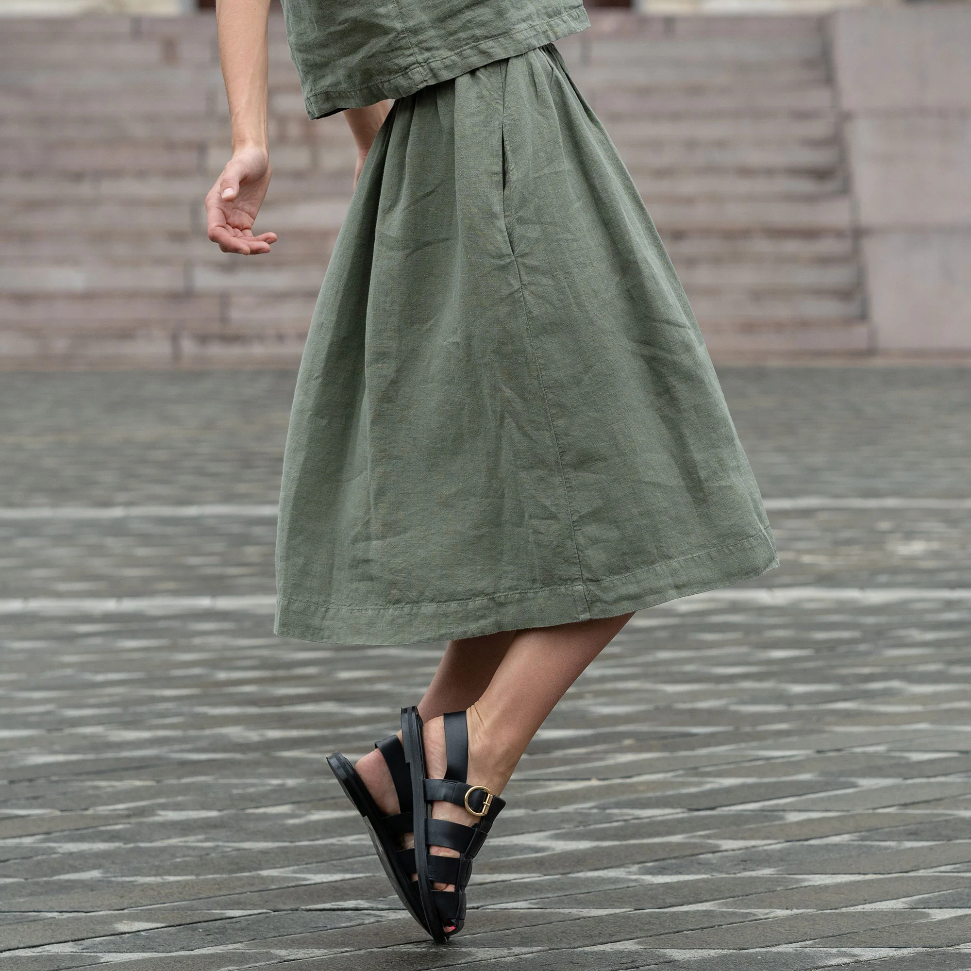 Linen Crop Top & Skirt 2-Piece - Image 5