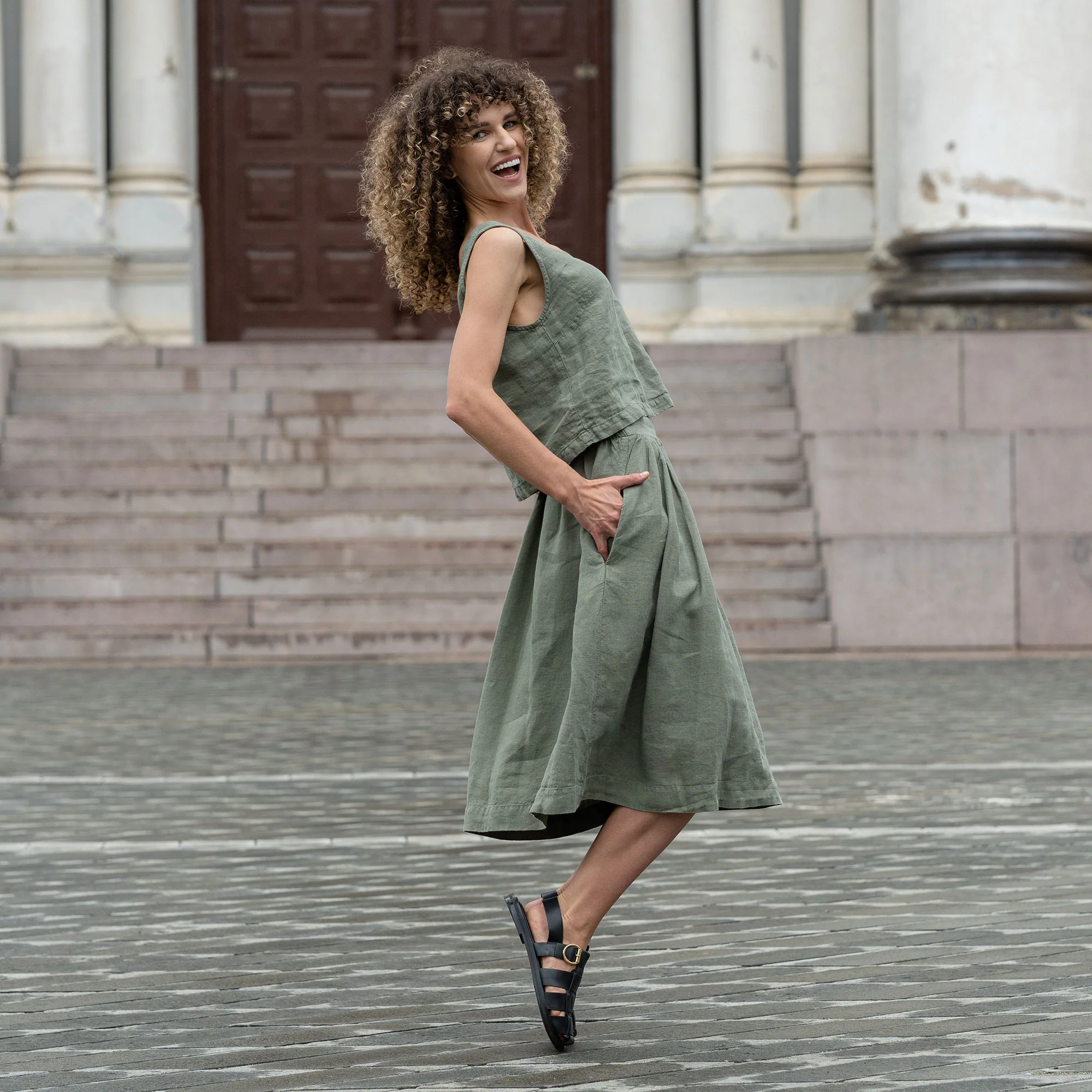 Linen Crop Top & Skirt 2-Piece - Image 6