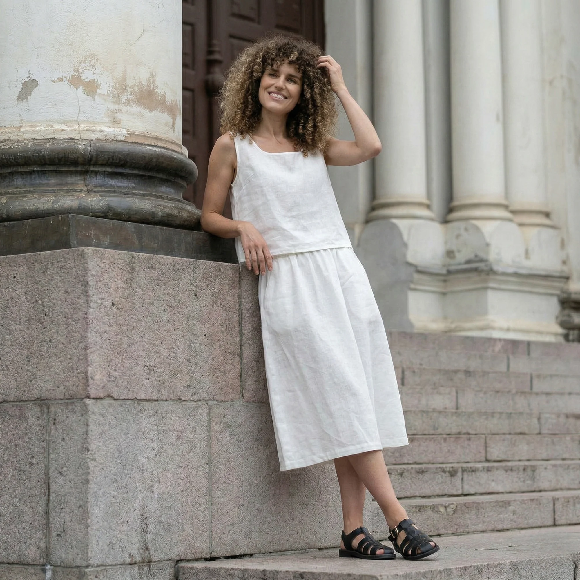 Linen Crop Top & Skirt 2-Piece - Image 8