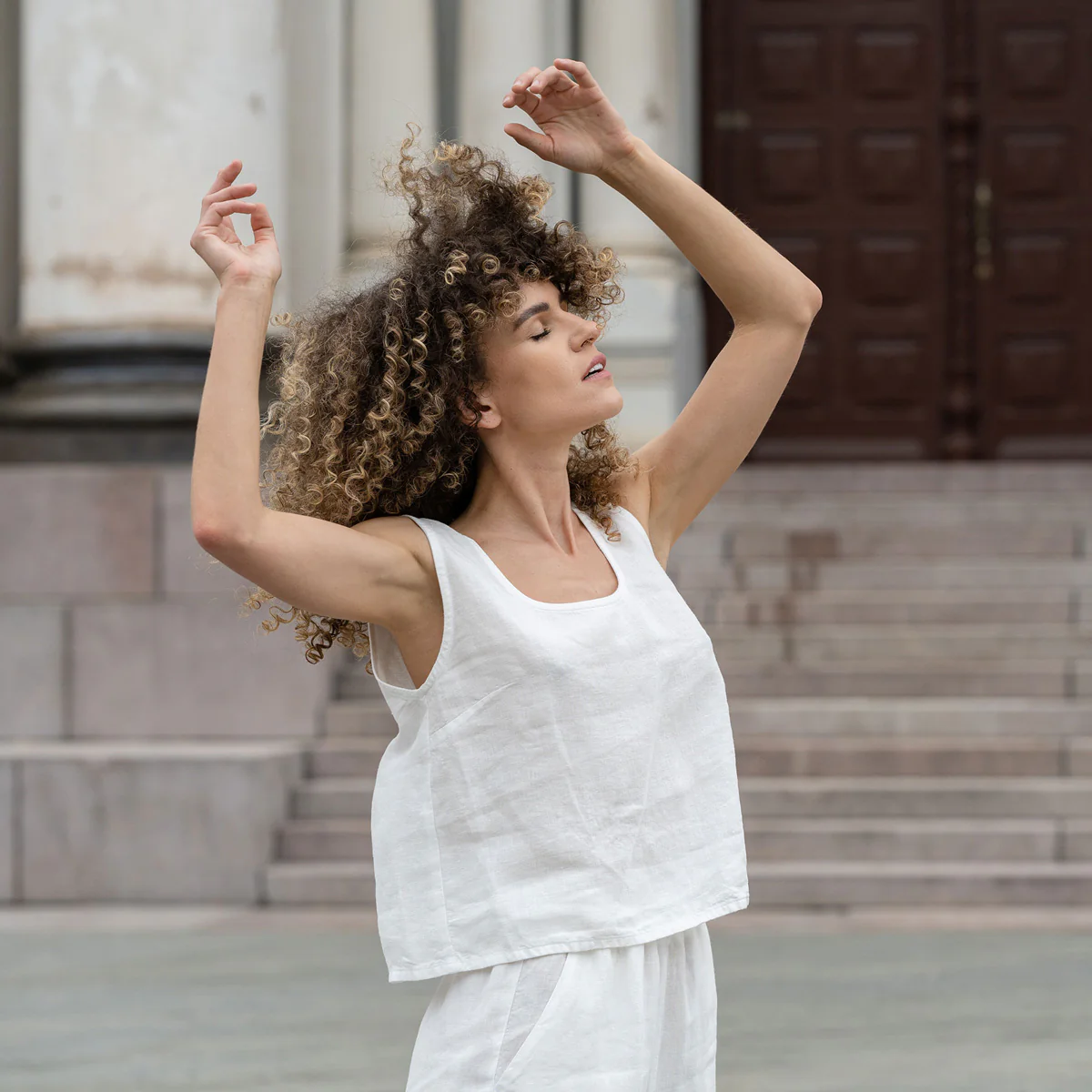Linen Crop Top Ana Pure White - Image 7