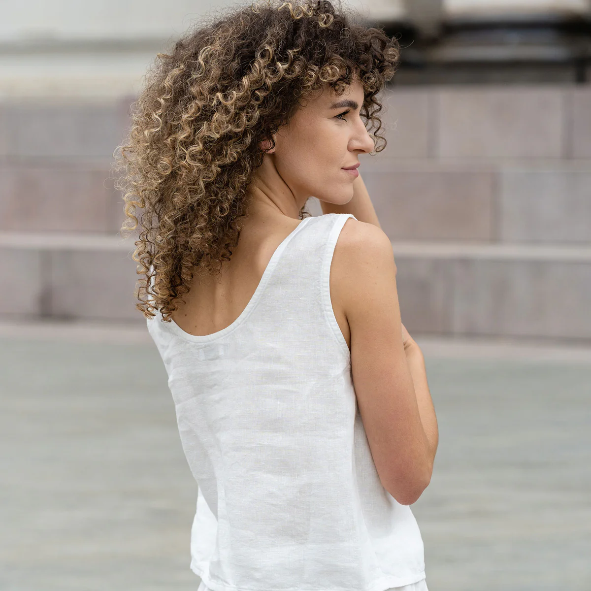 Linen Crop Top Ana Pure White - Image 8