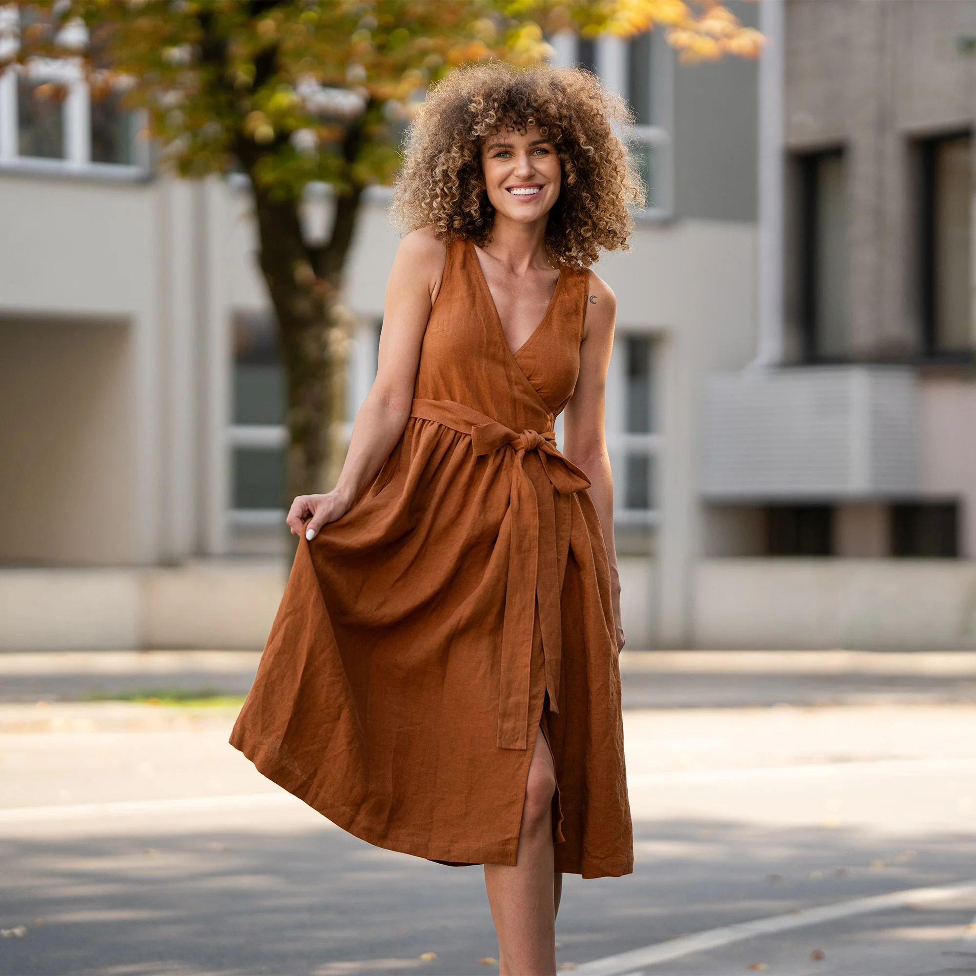 Linen Wrap Dress Macie - Image 5