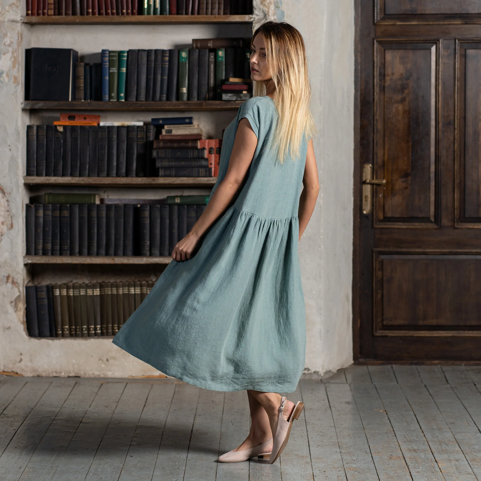 Smock Dress Cecilia Mint Green - Image 3