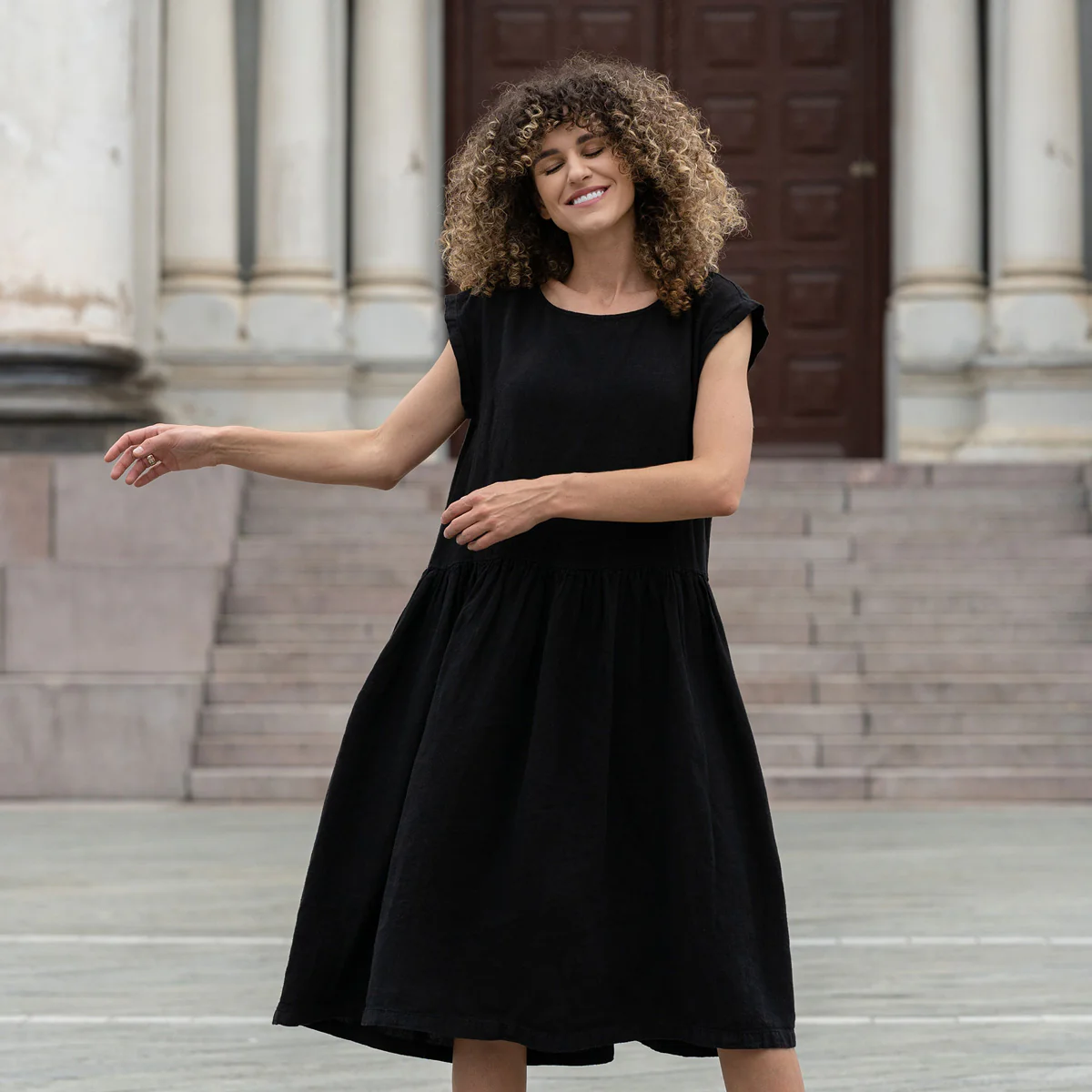 Smock Dress Cecilia Pure Black - Image 5