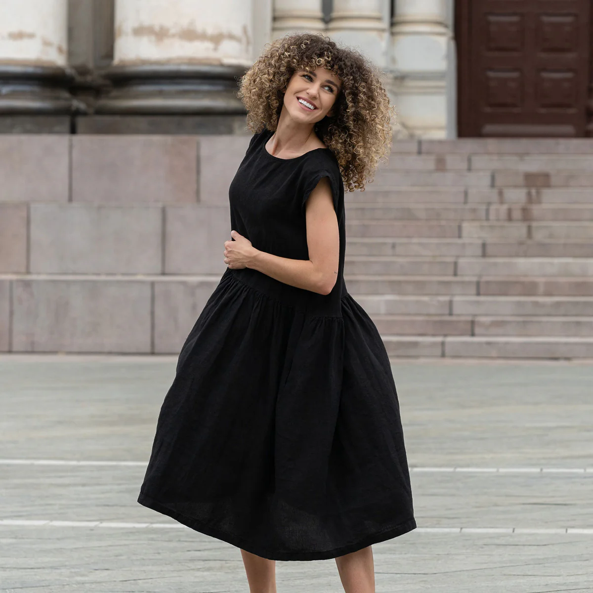Smock Dress Cecilia Pure Black - Image 6