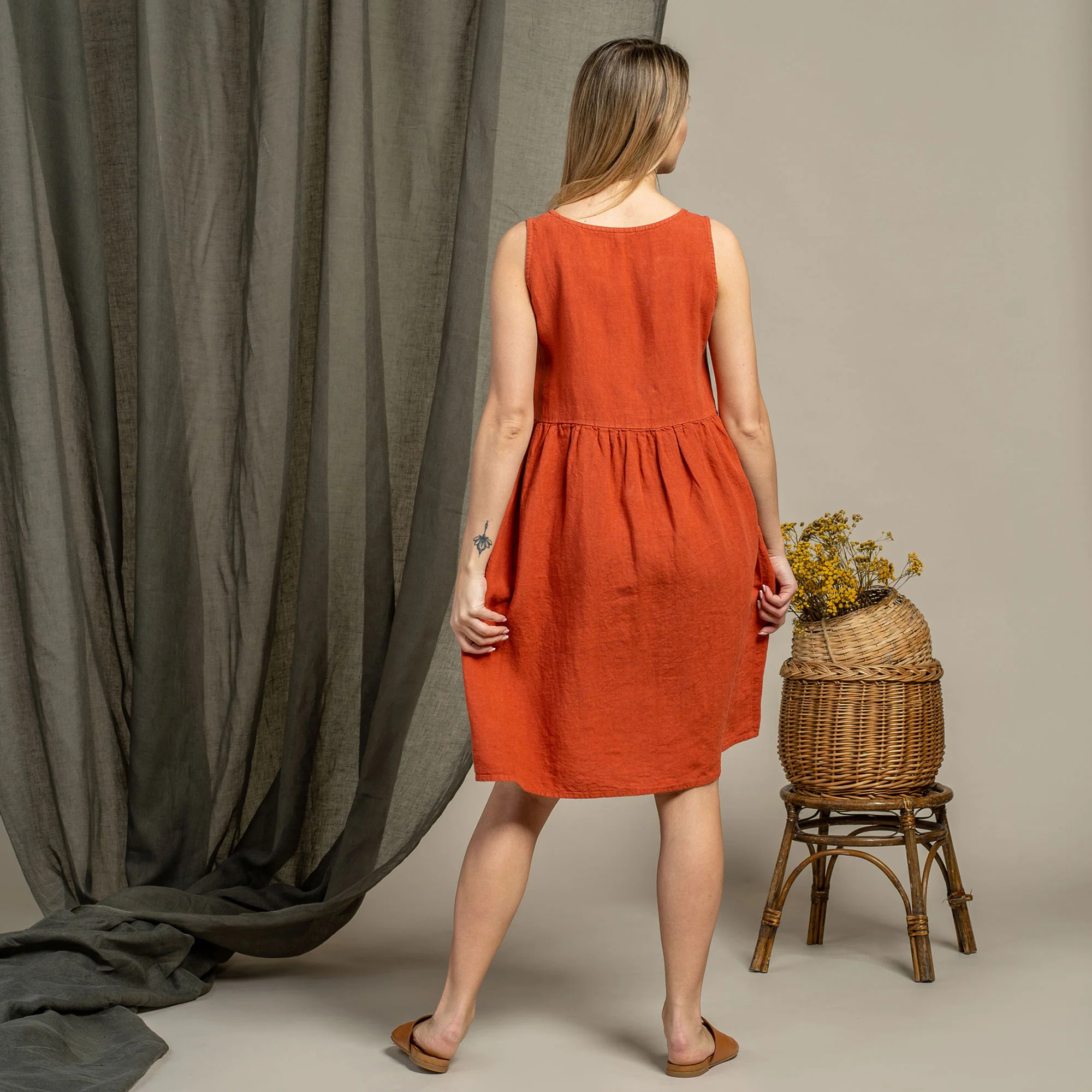 Smock Dress Eliza Cinnamon Red - Image 6