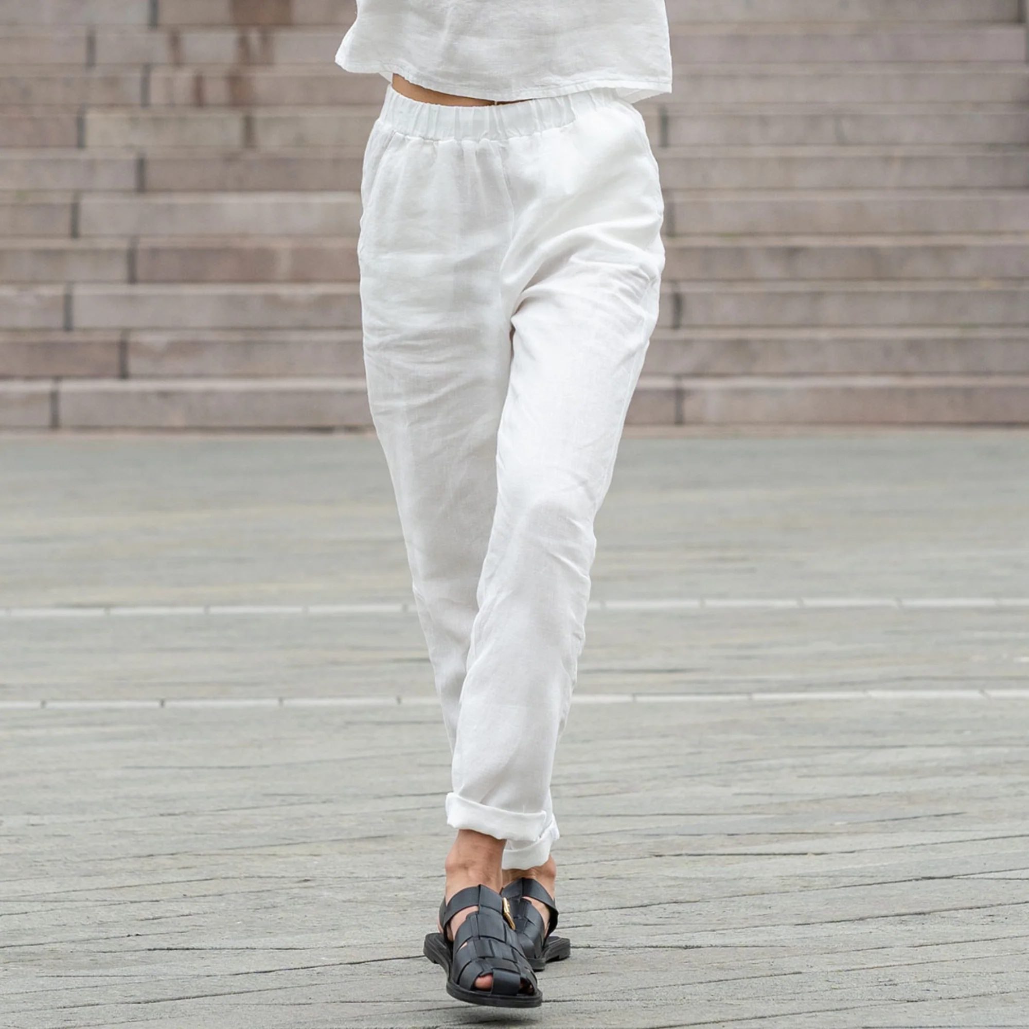Linen Pants Dakota Pure White - Image 4