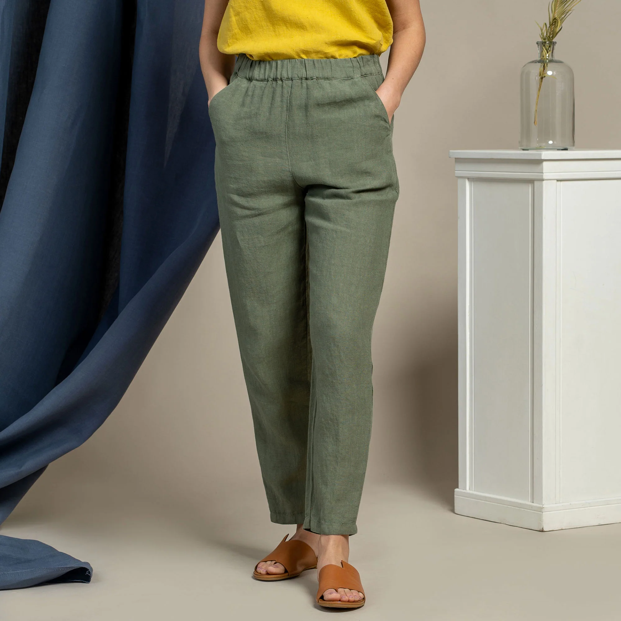 Linen Pants Dakota Stone Green - Image 4