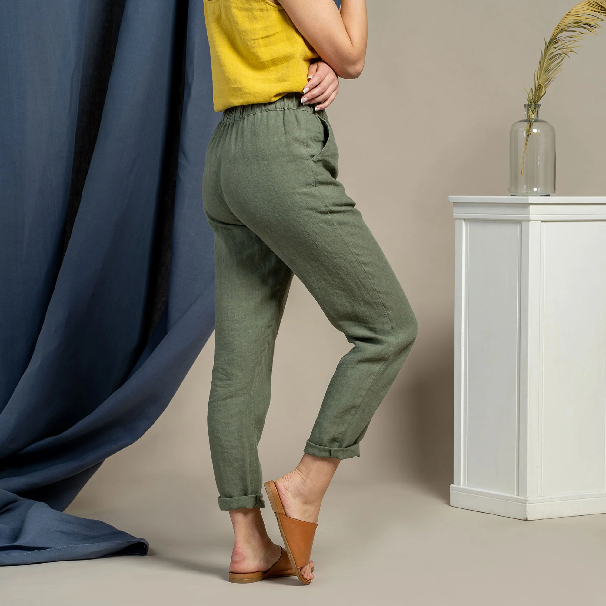 Linen Pants Dakota Stone Green - Image 5