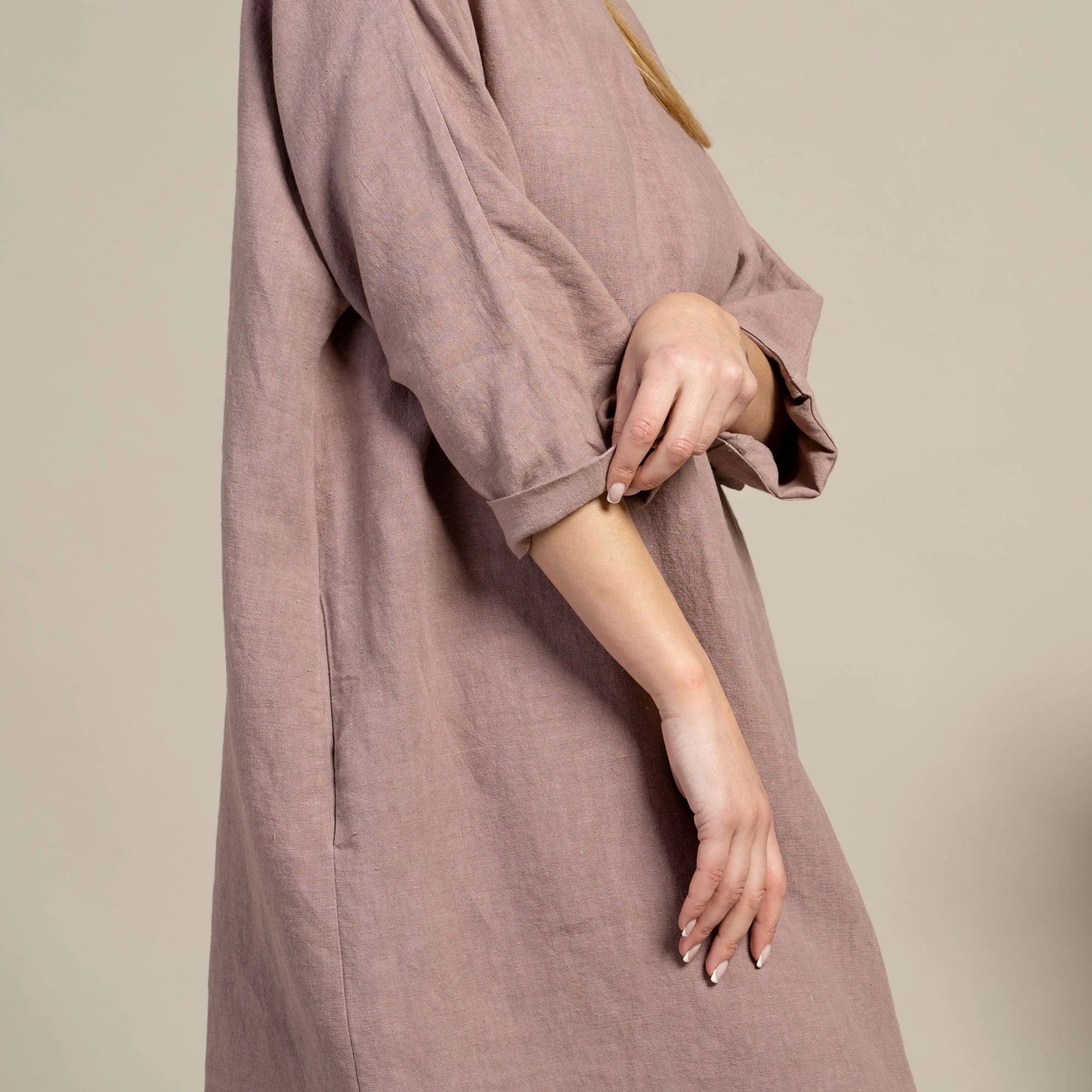 Linen Tunic Dress Selena Faded Rose - Image 5