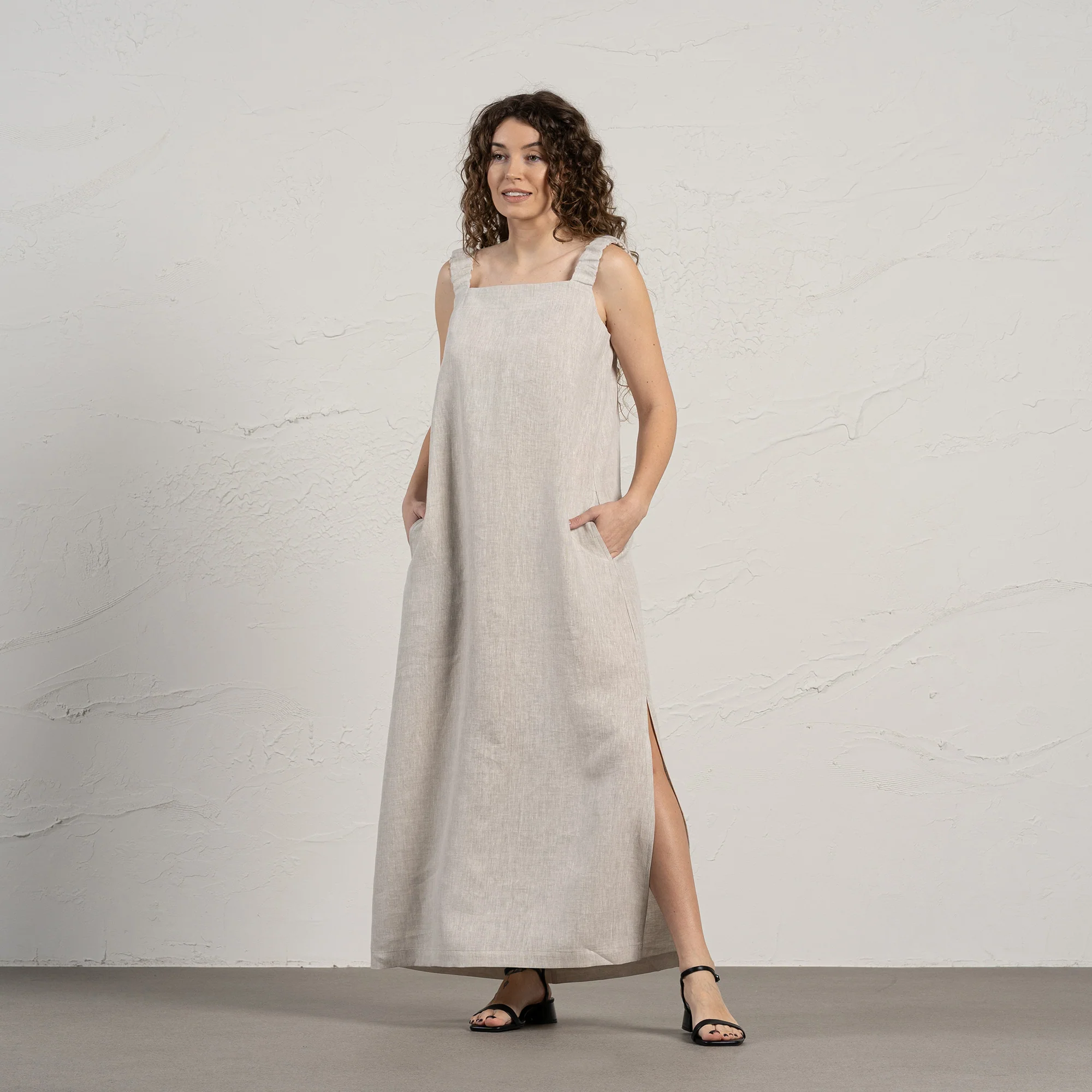 Linen Maxi Pinafore Dress Fiona - Image 9