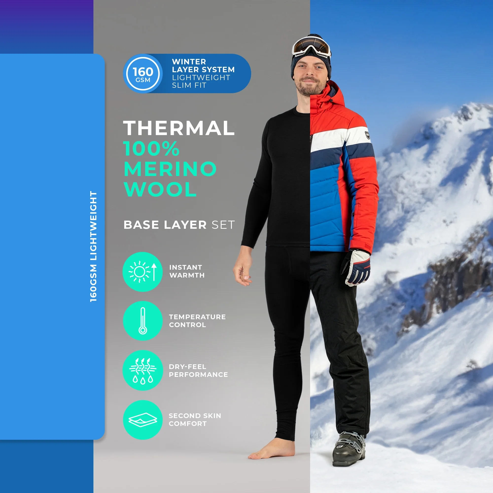 Men's 160 Thermal Set Black - Image 5