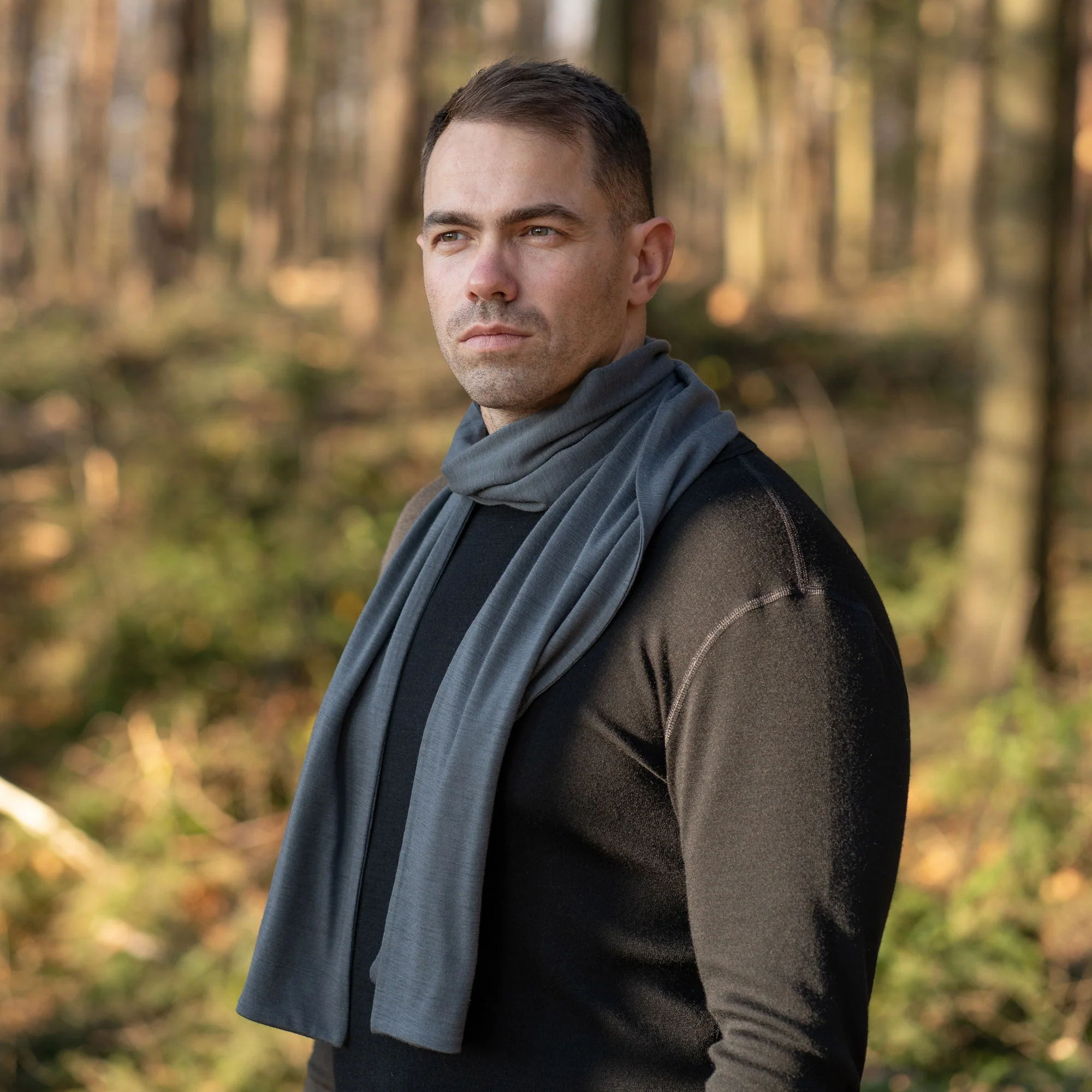 Men's Merino Scarf Perfect Grey - Image 4