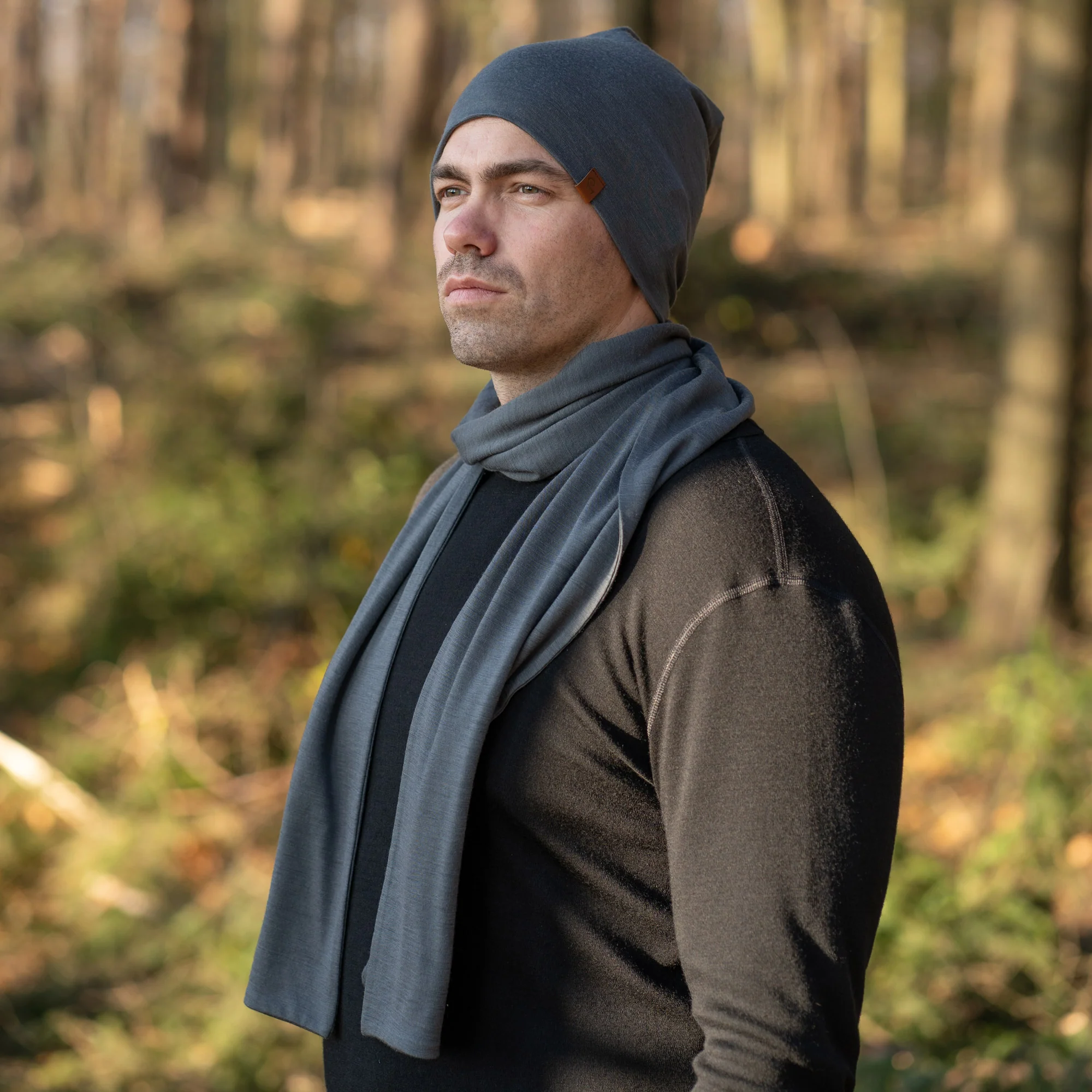 Men's Merino Scarf Perfect Grey - Image 5