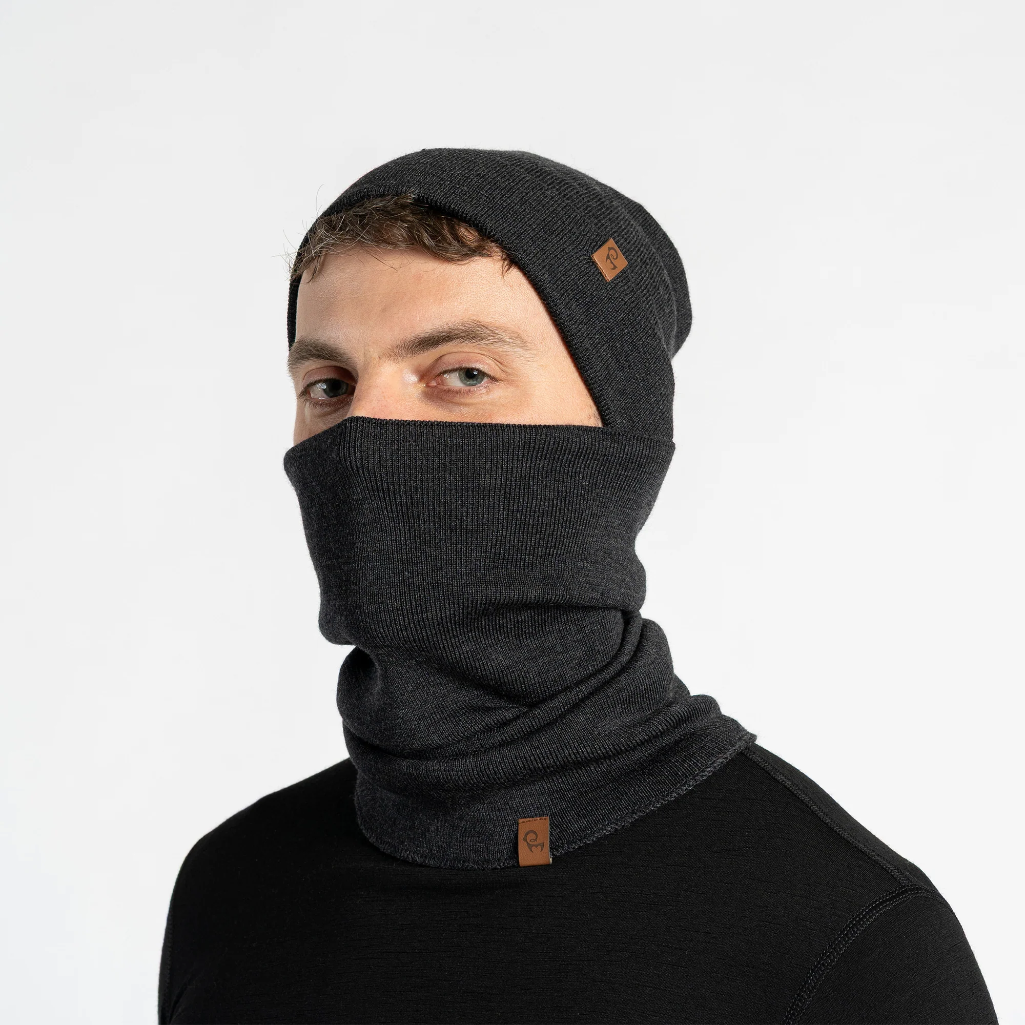 Men's Merino Wool Liner Beanie, Gaiter & Gloves 3-Piece - Image 13