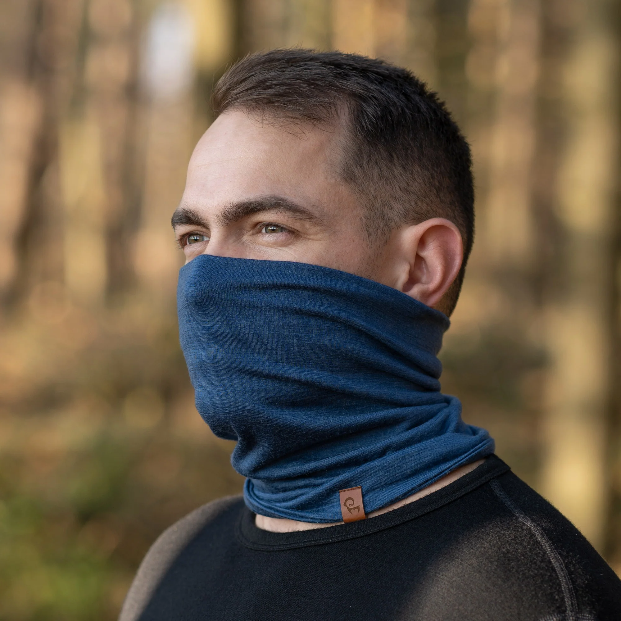 Men's Merino Neck Gaiter Denim - Image 6