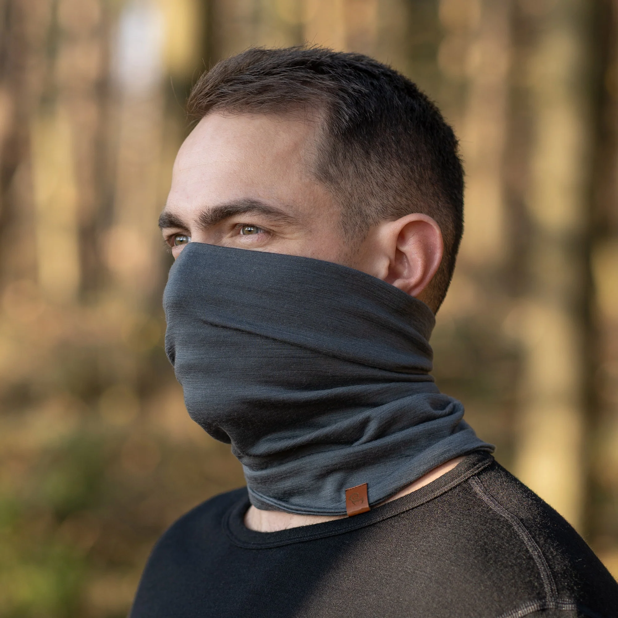 Men's Merino Neck Gaiter Perfect Grey - Image 6