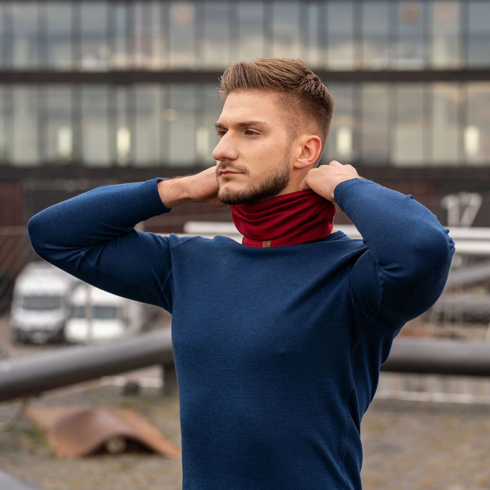 Men's Merino Neck Gaiter Royal Cherry / Red - Image 5
