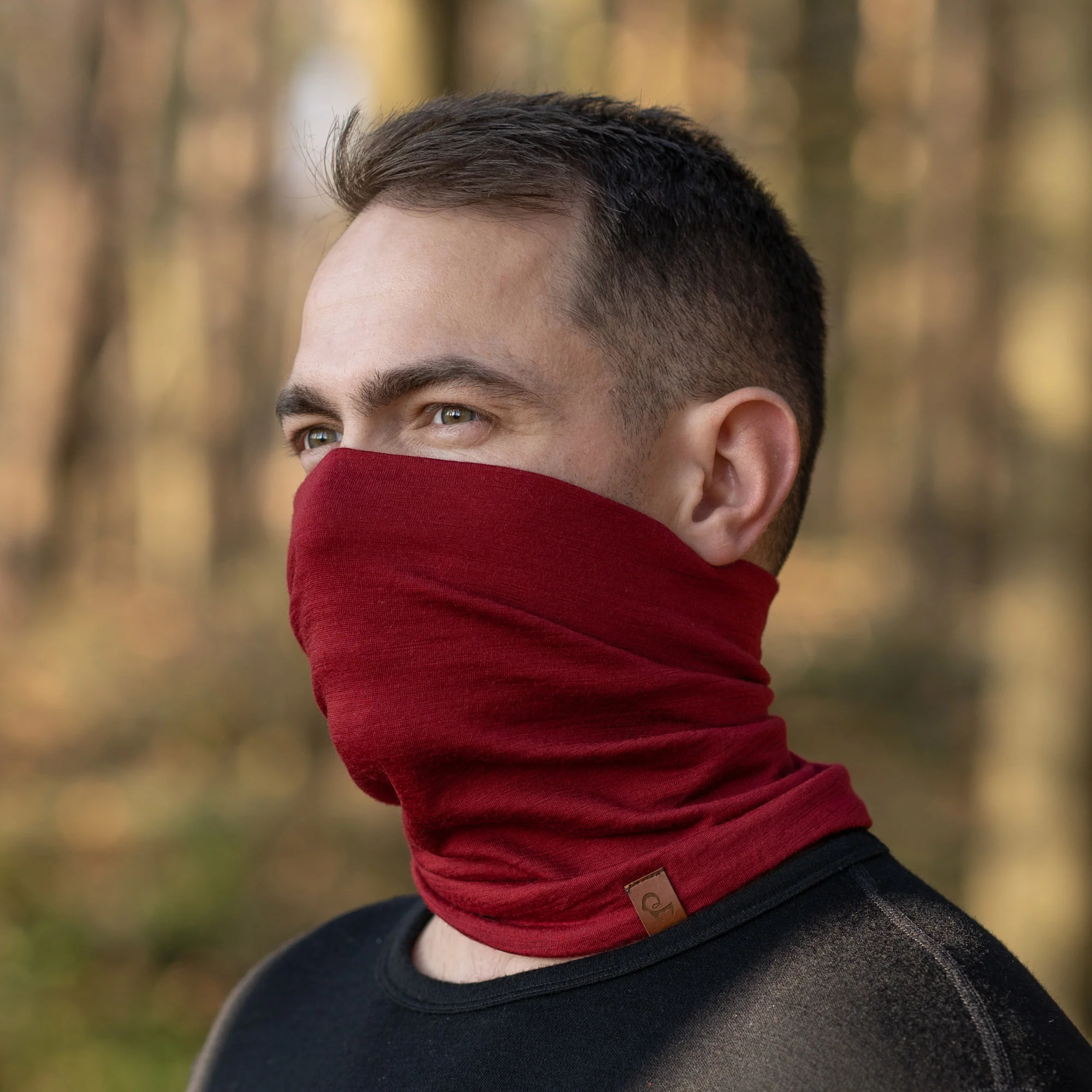 Men's Merino Neck Gaiter Royal Cherry / Red - Image 6