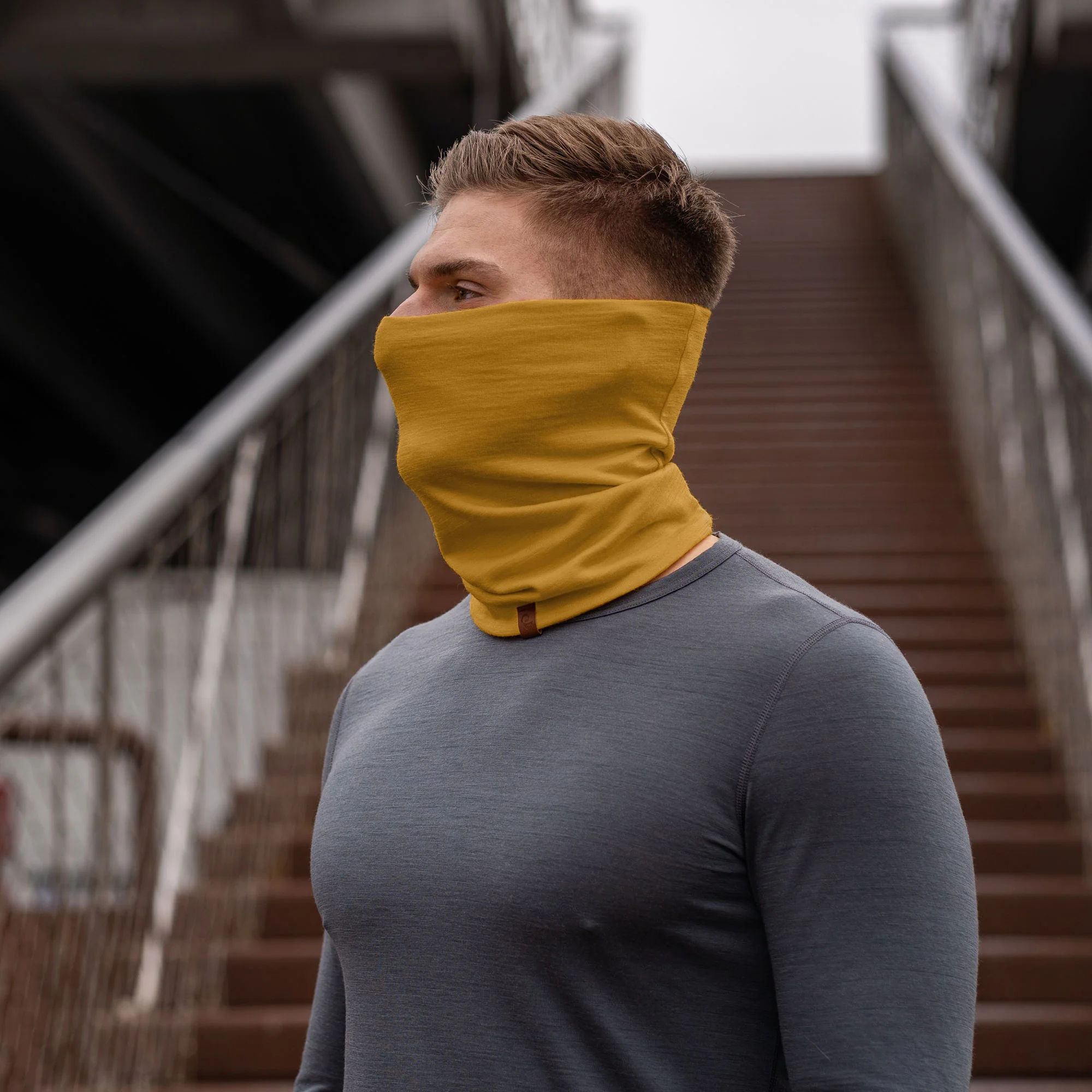 Men's Merino Neck Gaiter Yellow - Image 6
