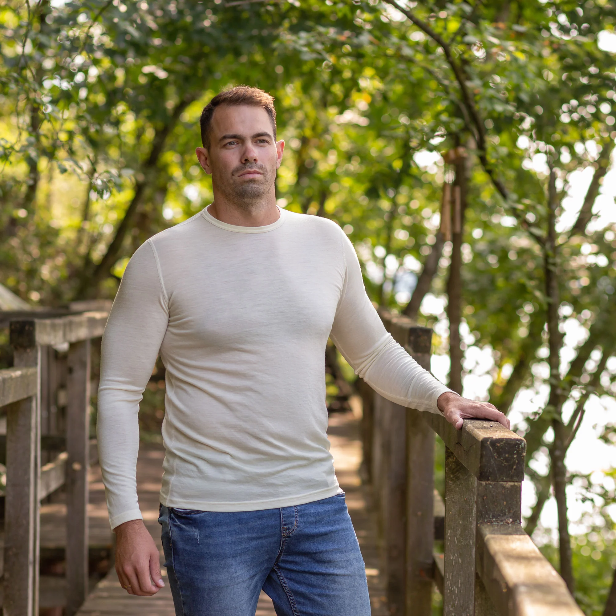 Men's 160 Thermal Long Sleeve Crew Natural - Image 3