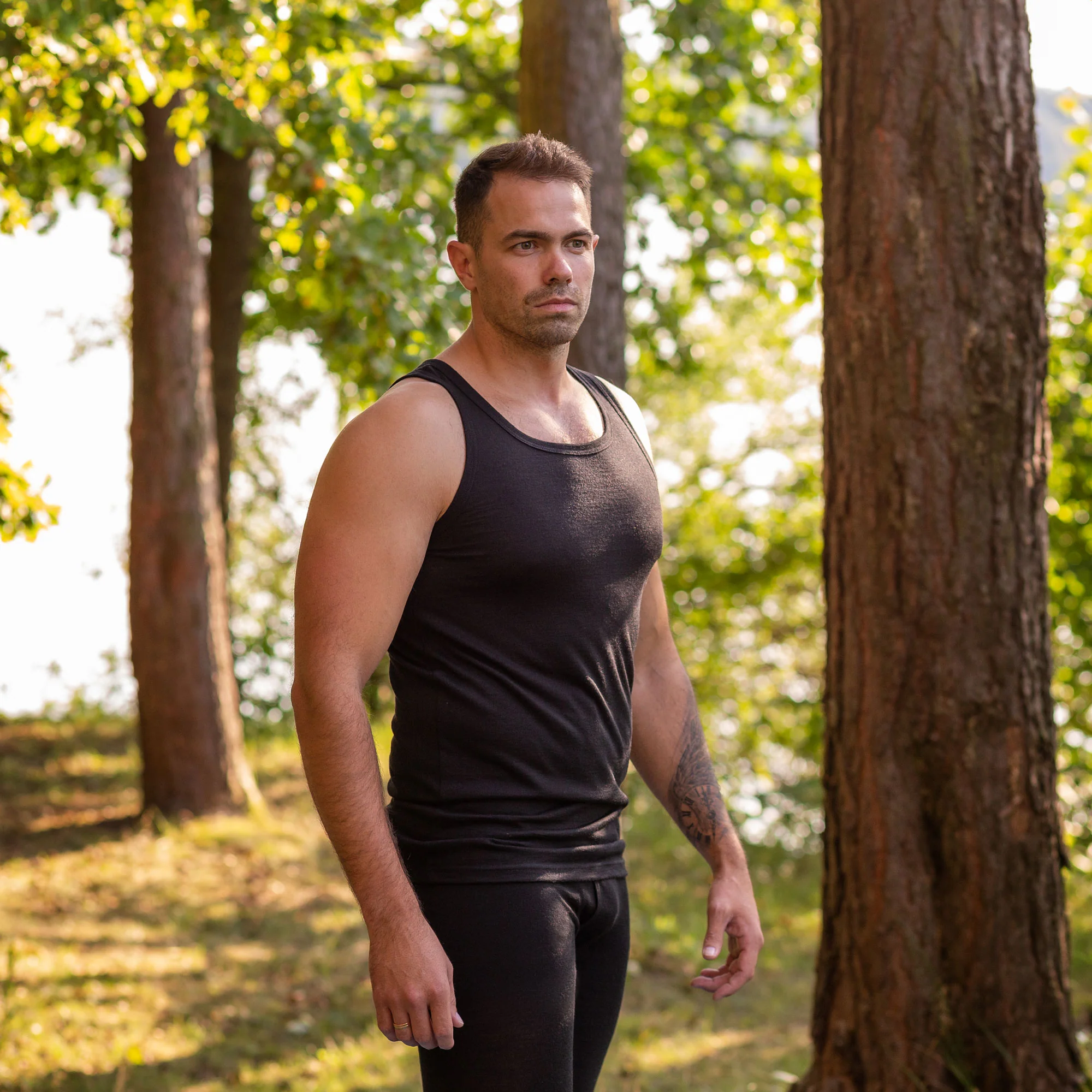 Men's Merino Tank Top Black - Image 4