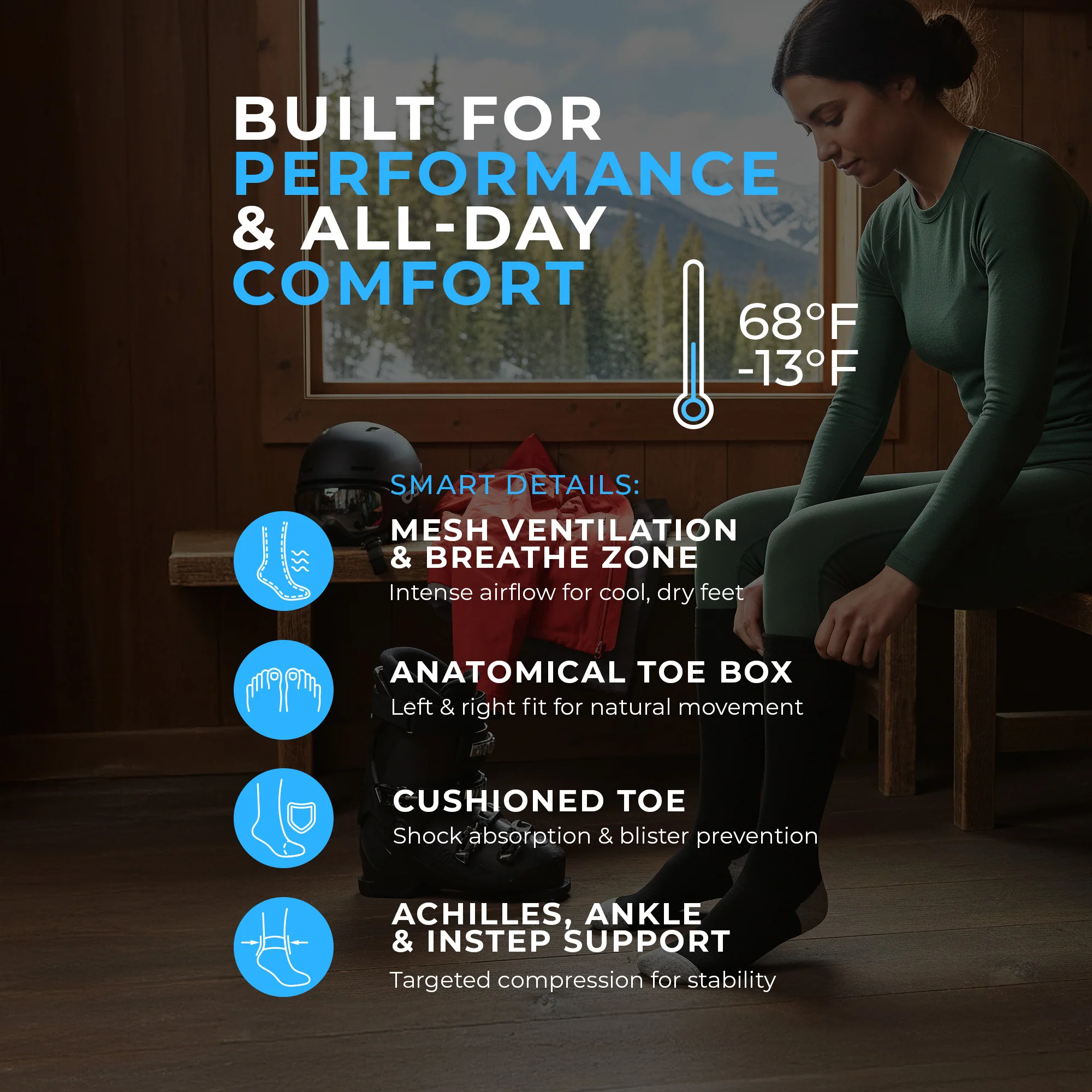 Merino Thermal Ski Socks For Women - Image 3