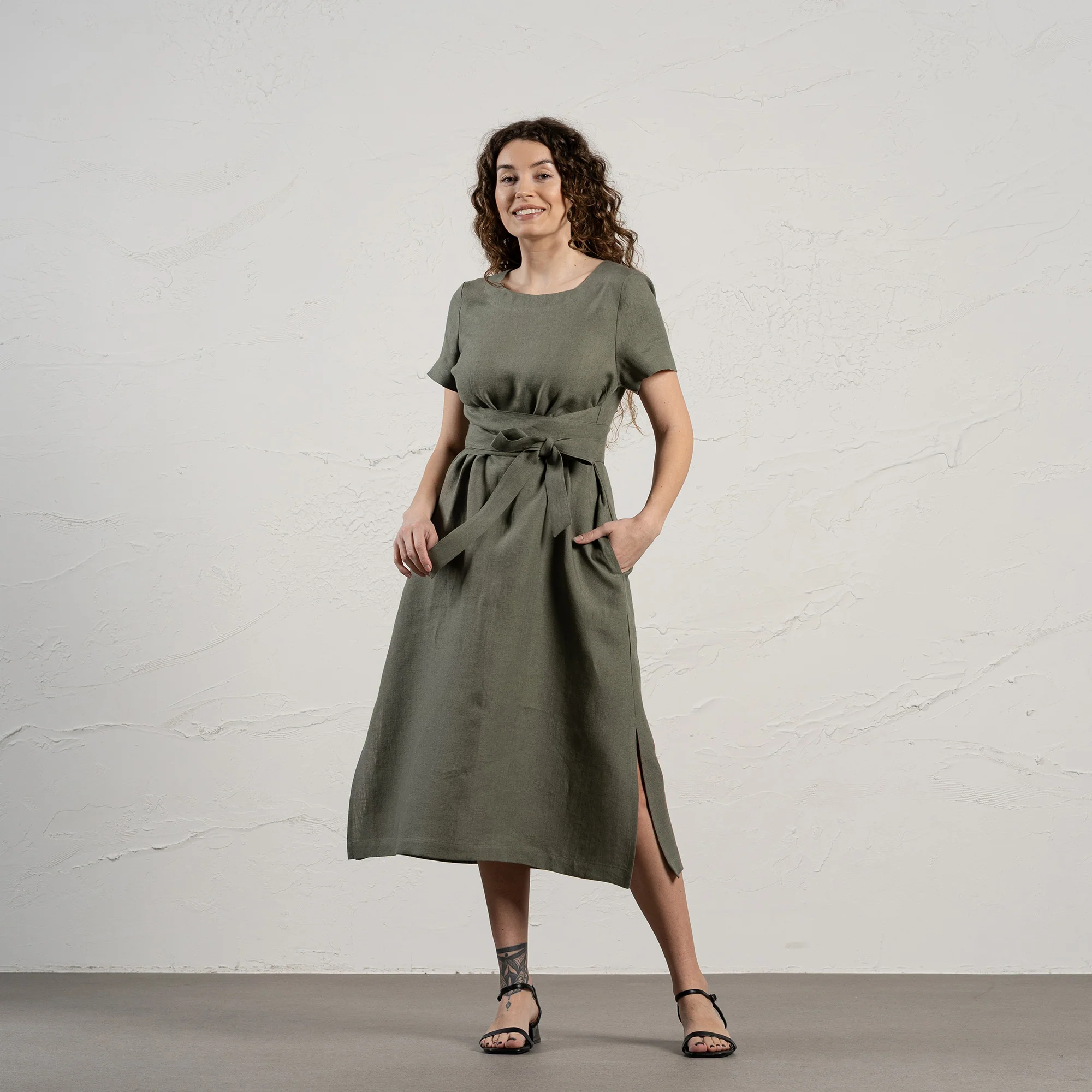 Short Sleeve Obi Wrap Dress Milly - Image 5