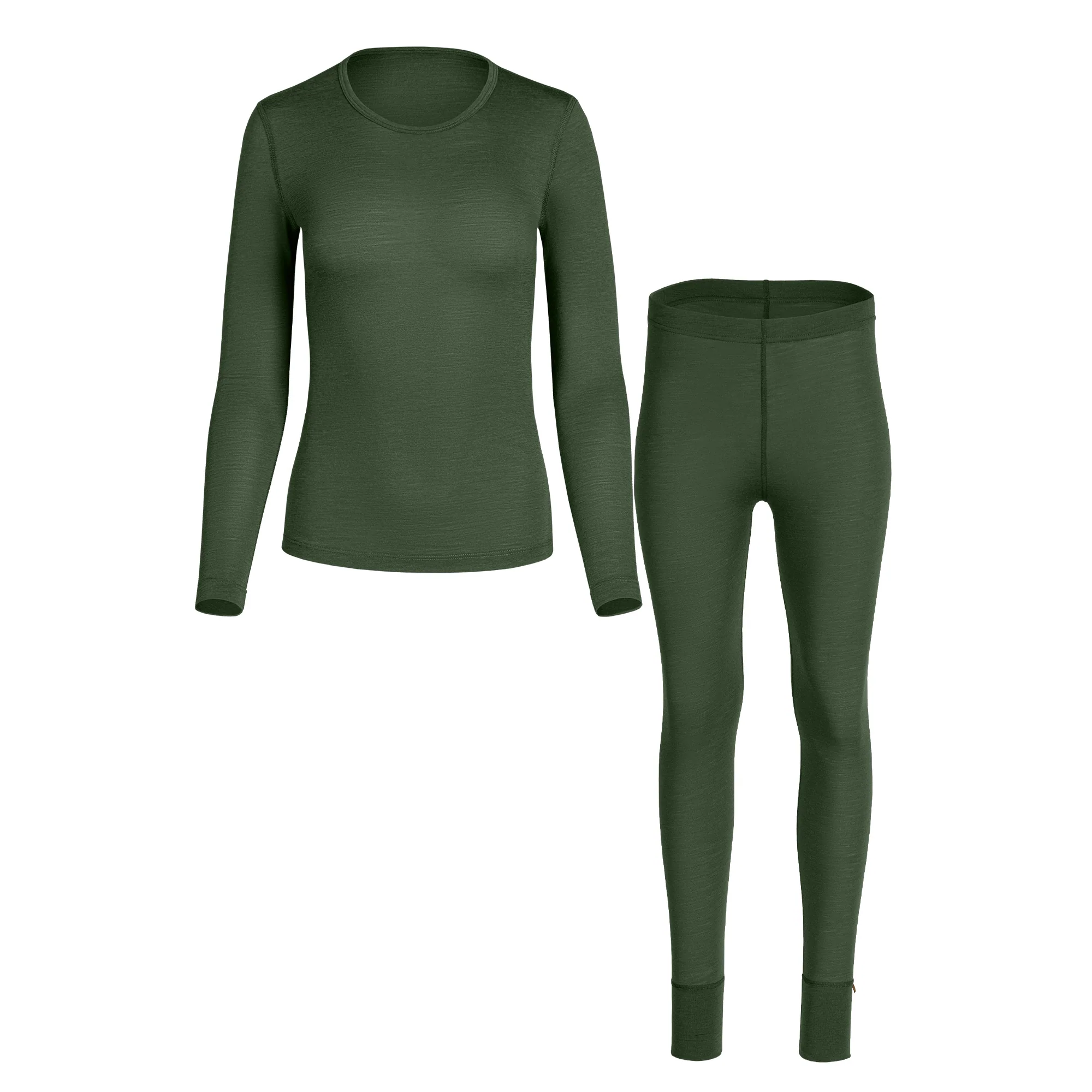 Women's 160 2-Piece Base Layer Set Dark Green - Image 4