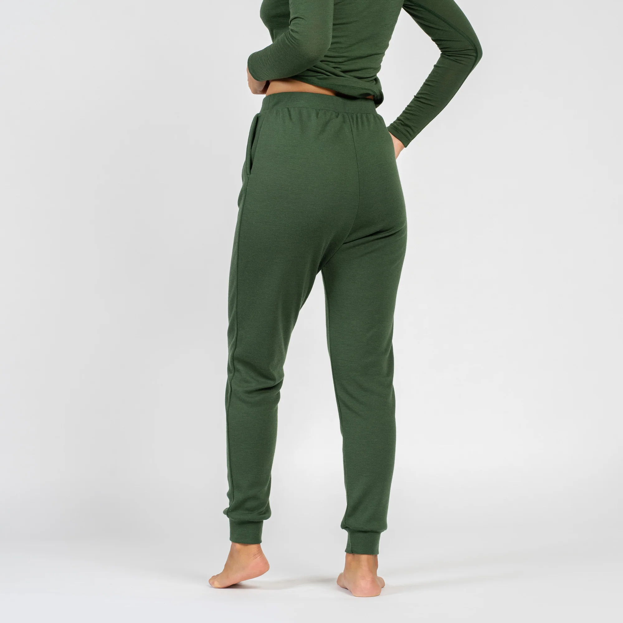 Women's 250 Merino Sweatpants Dark Green - Image 2