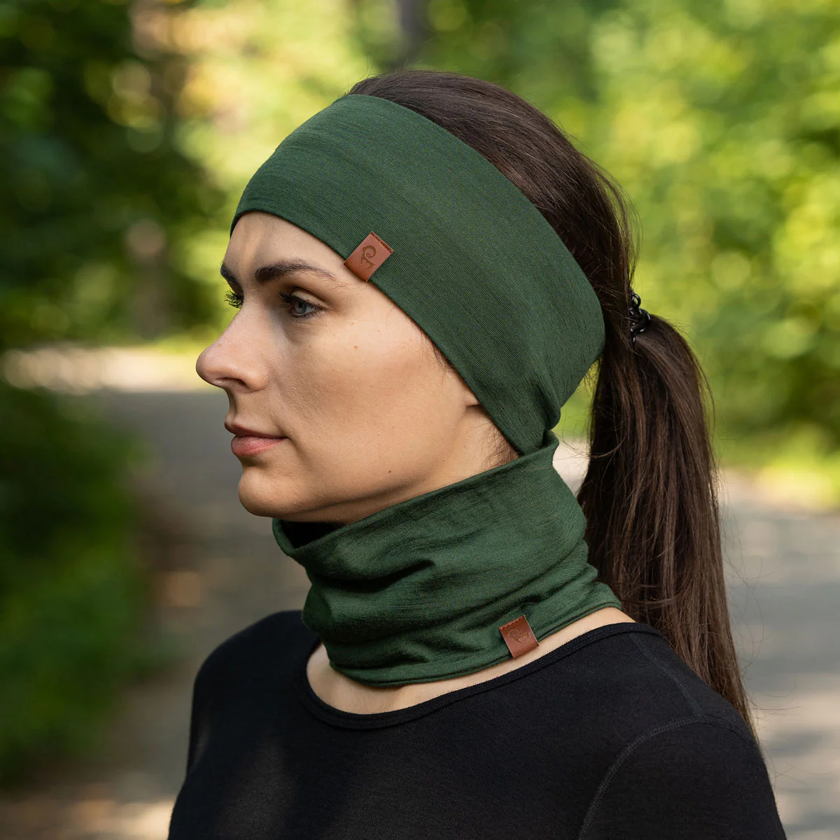 Women's Headband & Gaiter 2-Piece Dark Green - Image 4
