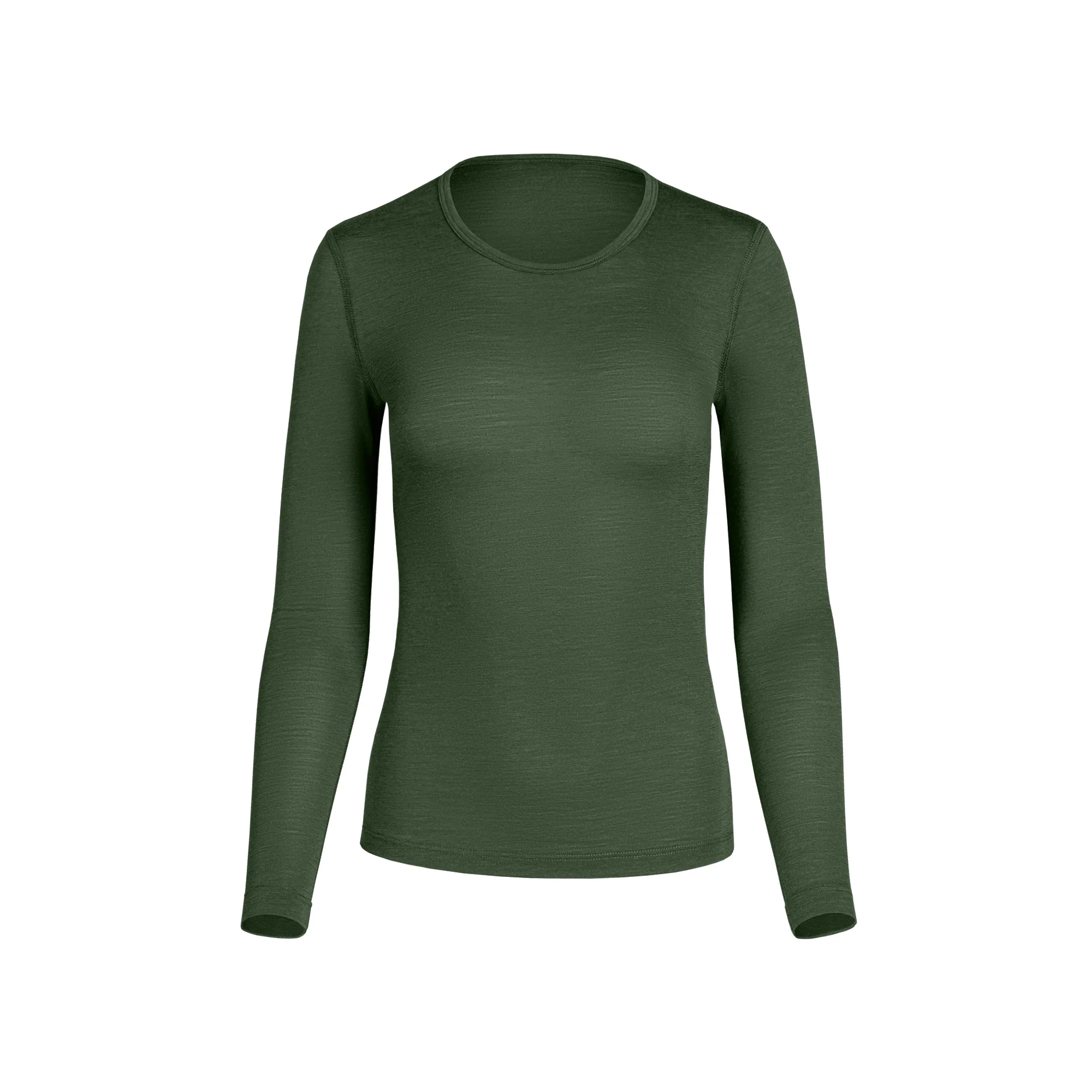 Women's 160 Thermal Long Sleeve Crew Dark Green - Image 5