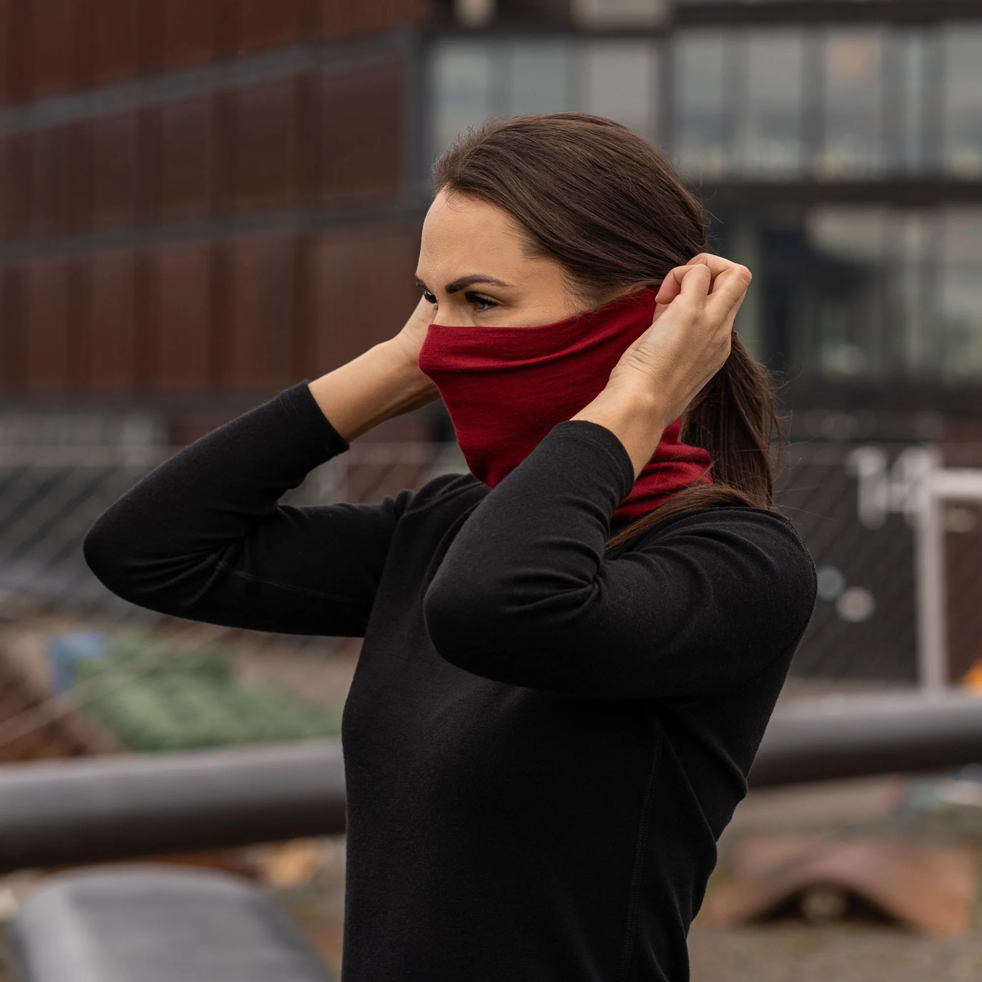 Women's Merino Neck Gaiter Royal Cherry / Red - Image 5
