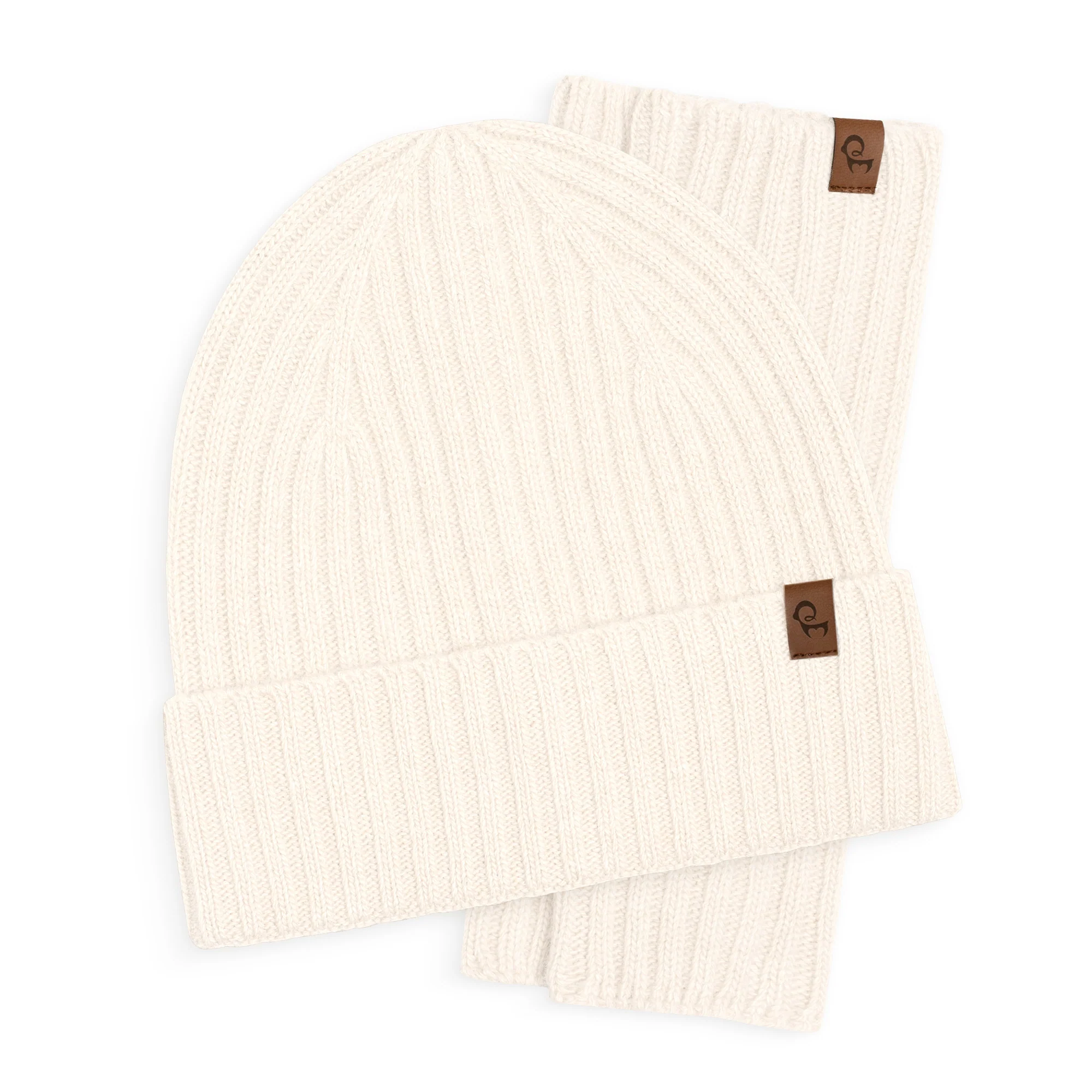 Women's Ribbed Beanie & Wrist Gloves Cashmere Set - Image 2