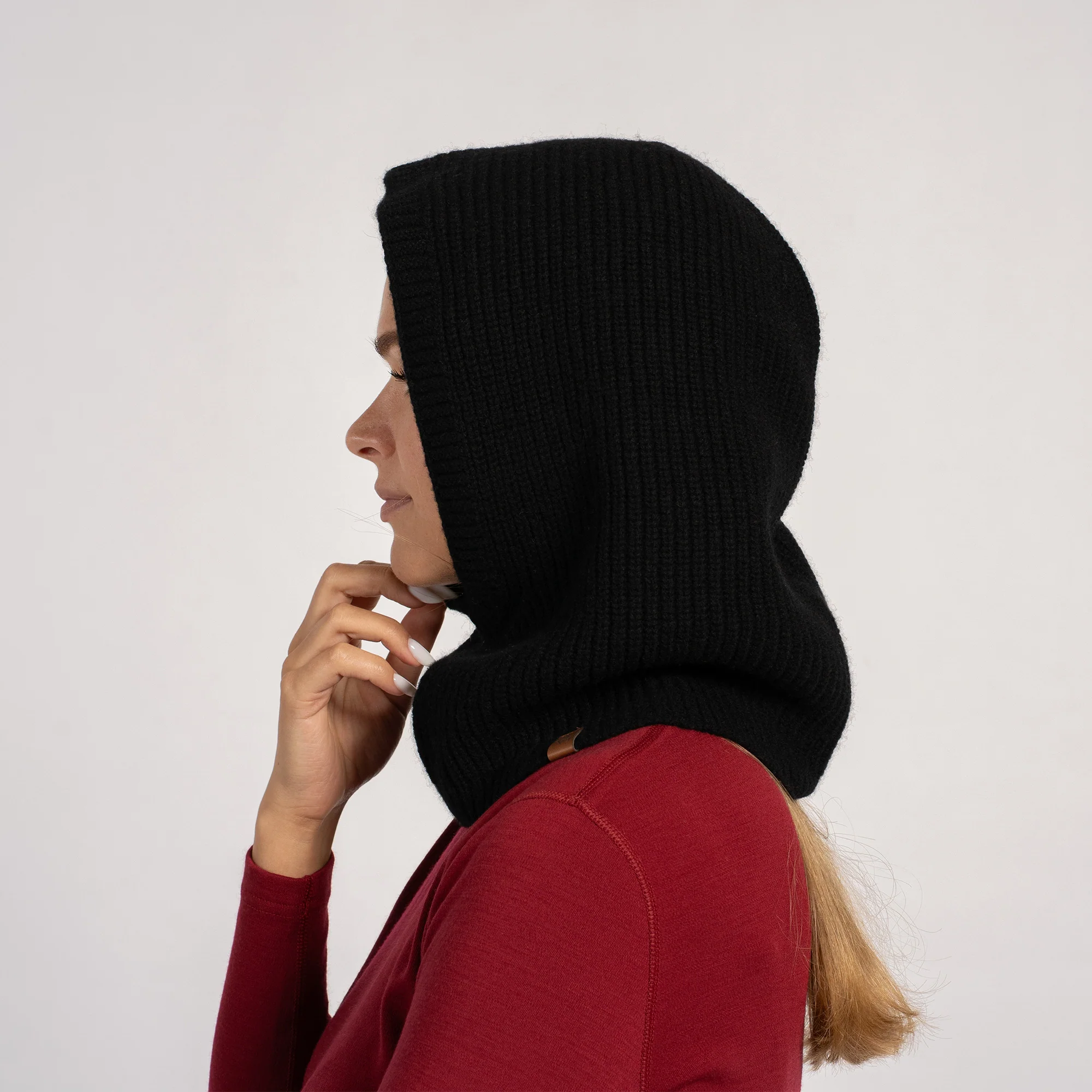 Women's Ribbed Hooded Cashmere Balaclava - Image 4