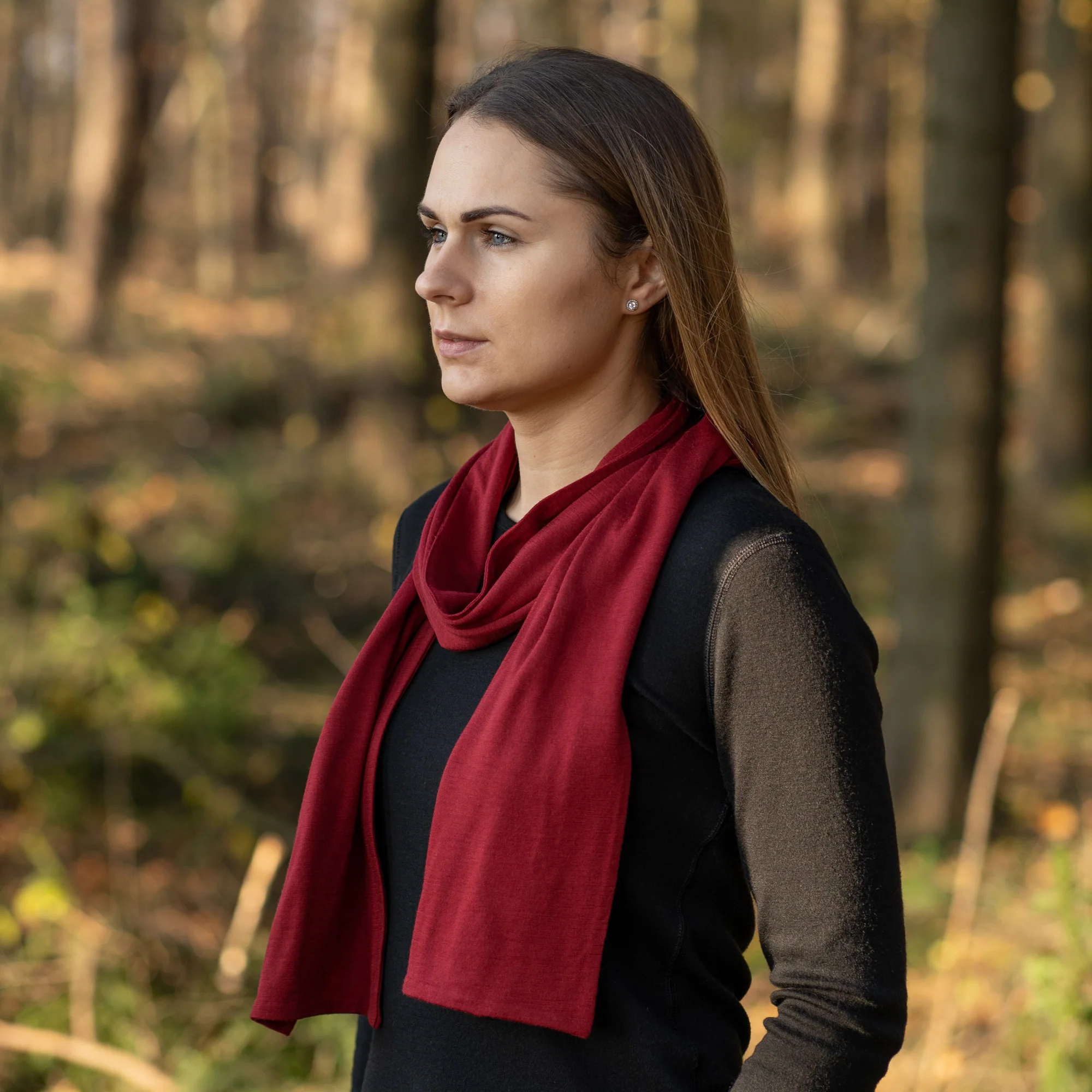 Women's Merino Scarf Royal Cherry - Image 5
